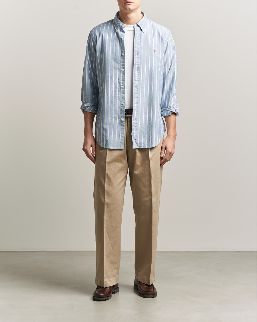 Mies | Kauluspaidat | Polo Ralph Lauren | Custom Fit Striped Oxford Shirt Navy/Green/Multi