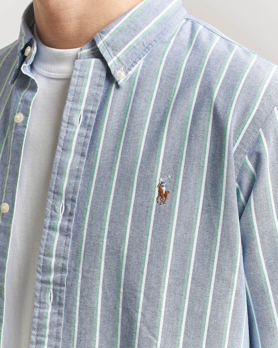 Mies | Kauluspaidat | Polo Ralph Lauren | Custom Fit Striped Oxford Shirt Navy/Green/Multi