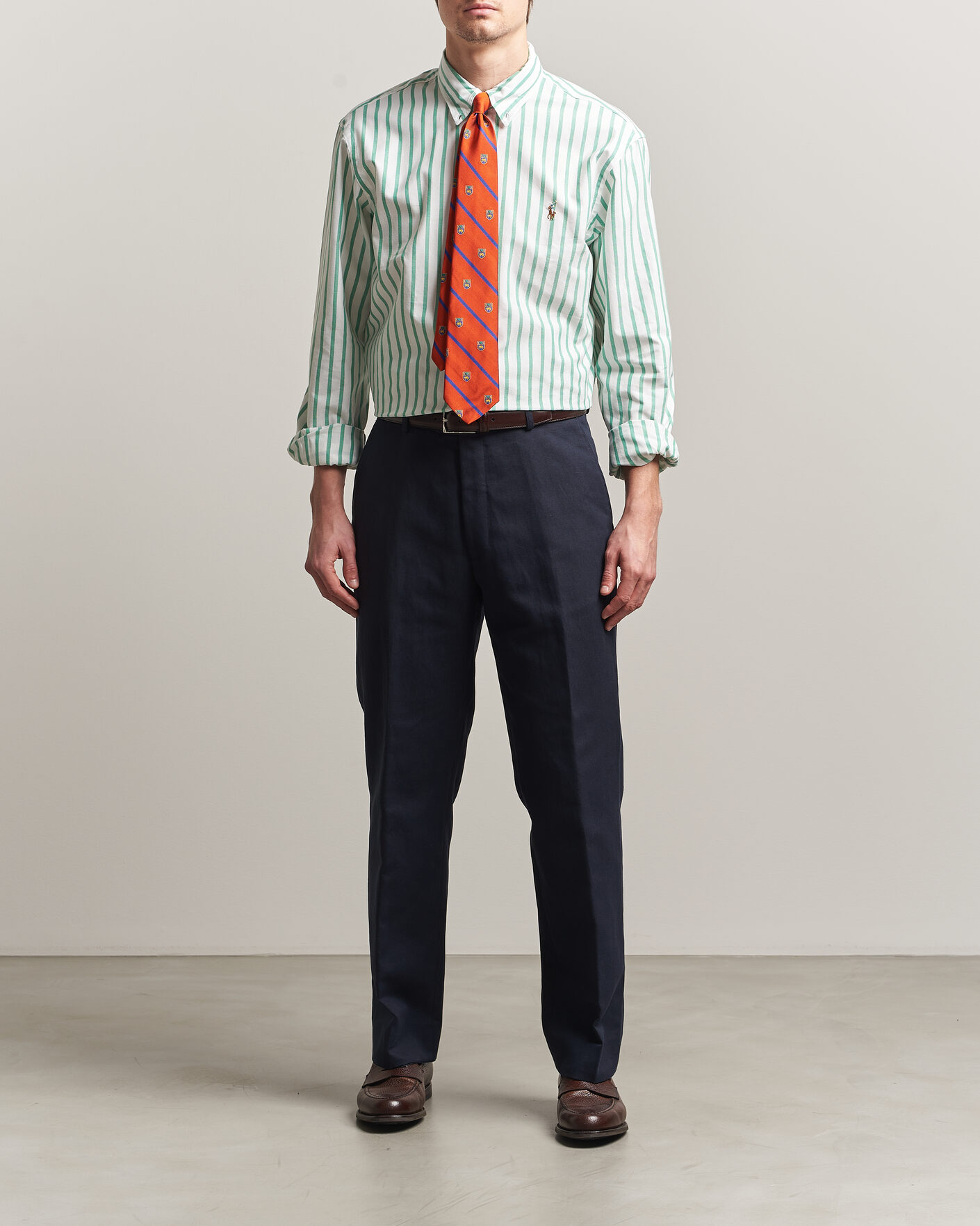 Mies | Kauluspaidat | Polo Ralph Lauren | Custom Fit Striped Oxford Shirt Green