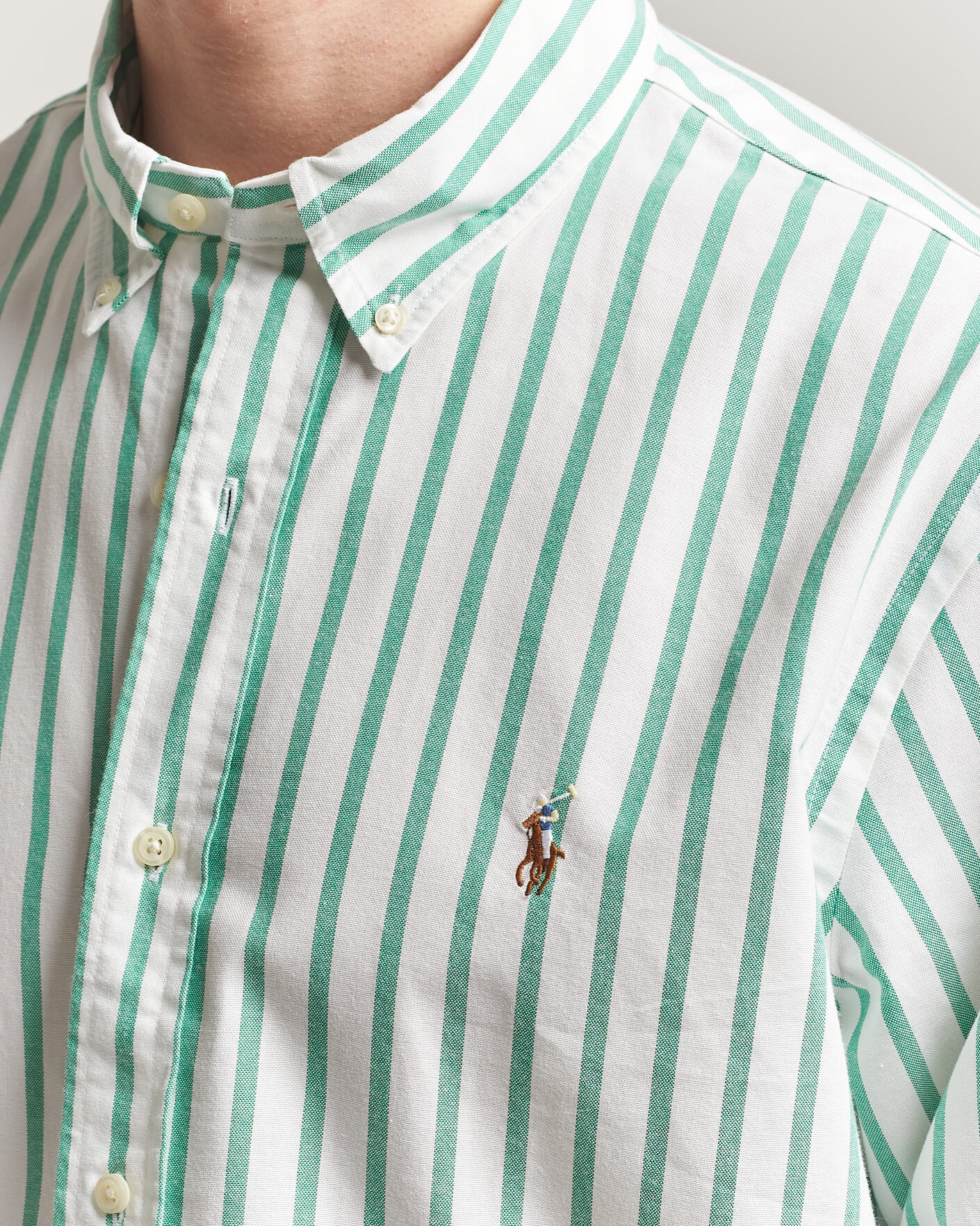 Mies | Kauluspaidat | Polo Ralph Lauren | Custom Fit Striped Oxford Shirt Green