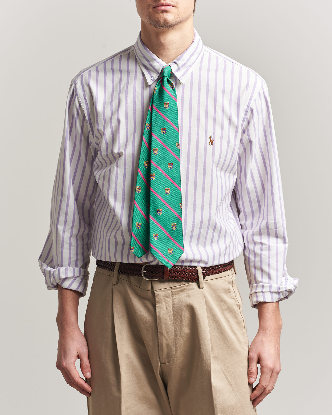 Mies | Kauluspaidat | Polo Ralph Lauren | Custom Fit Striped Oxford Shirt Purple