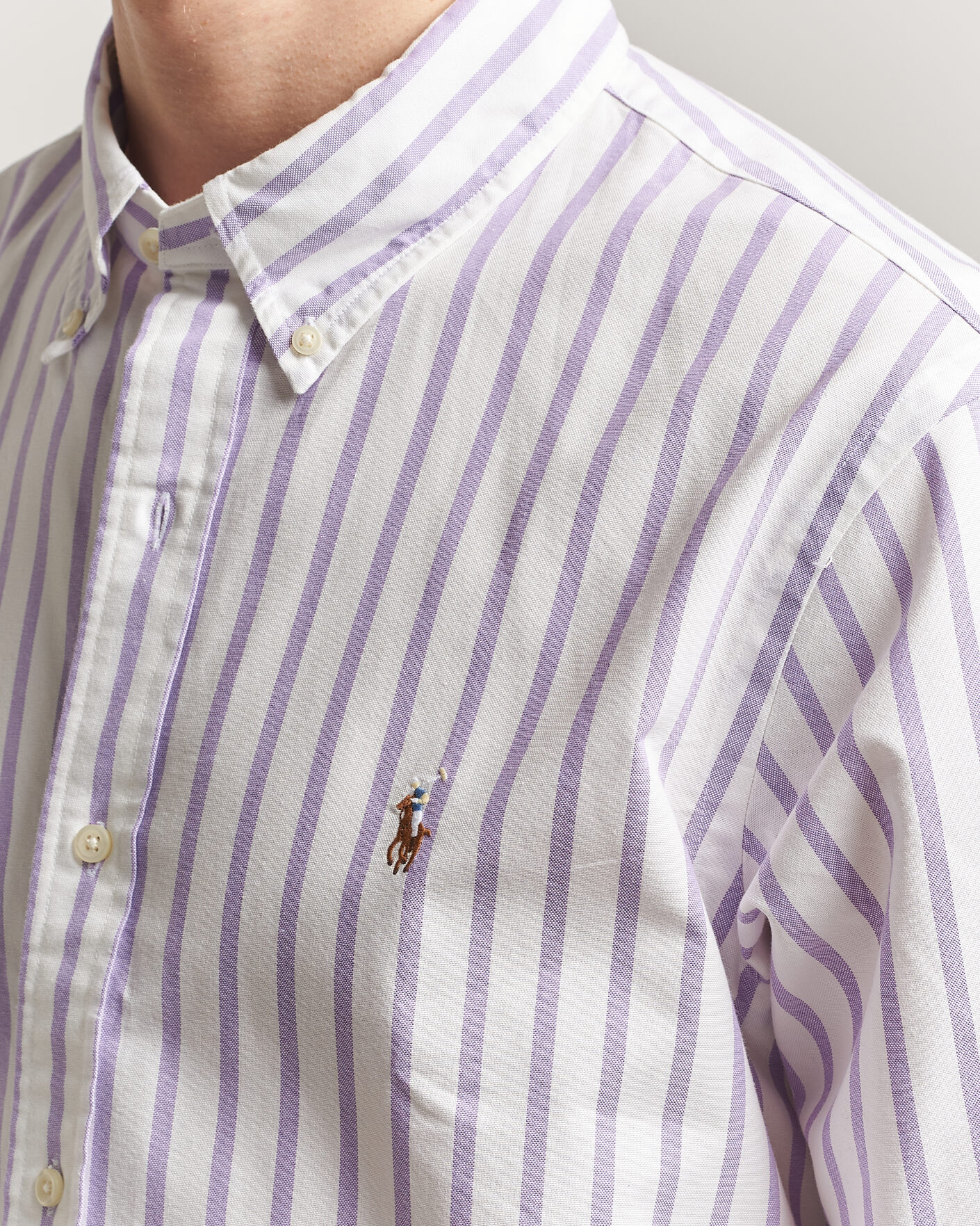 Mies | Kauluspaidat | Polo Ralph Lauren | Custom Fit Striped Oxford Shirt Purple