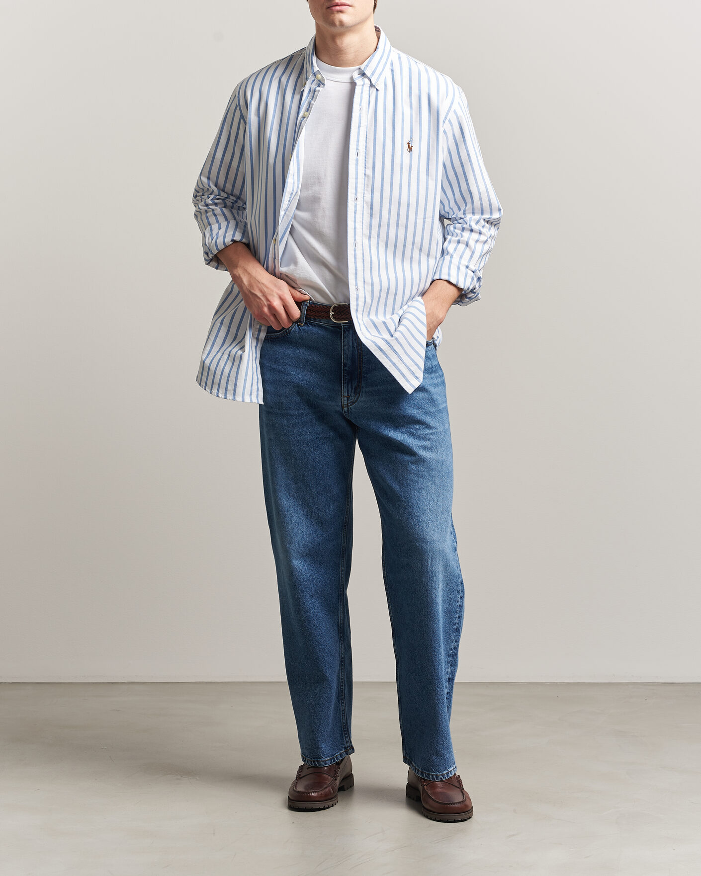Mies | Kauluspaidat | Polo Ralph Lauren | Custom Fit Striped Oxford Shirt Blue