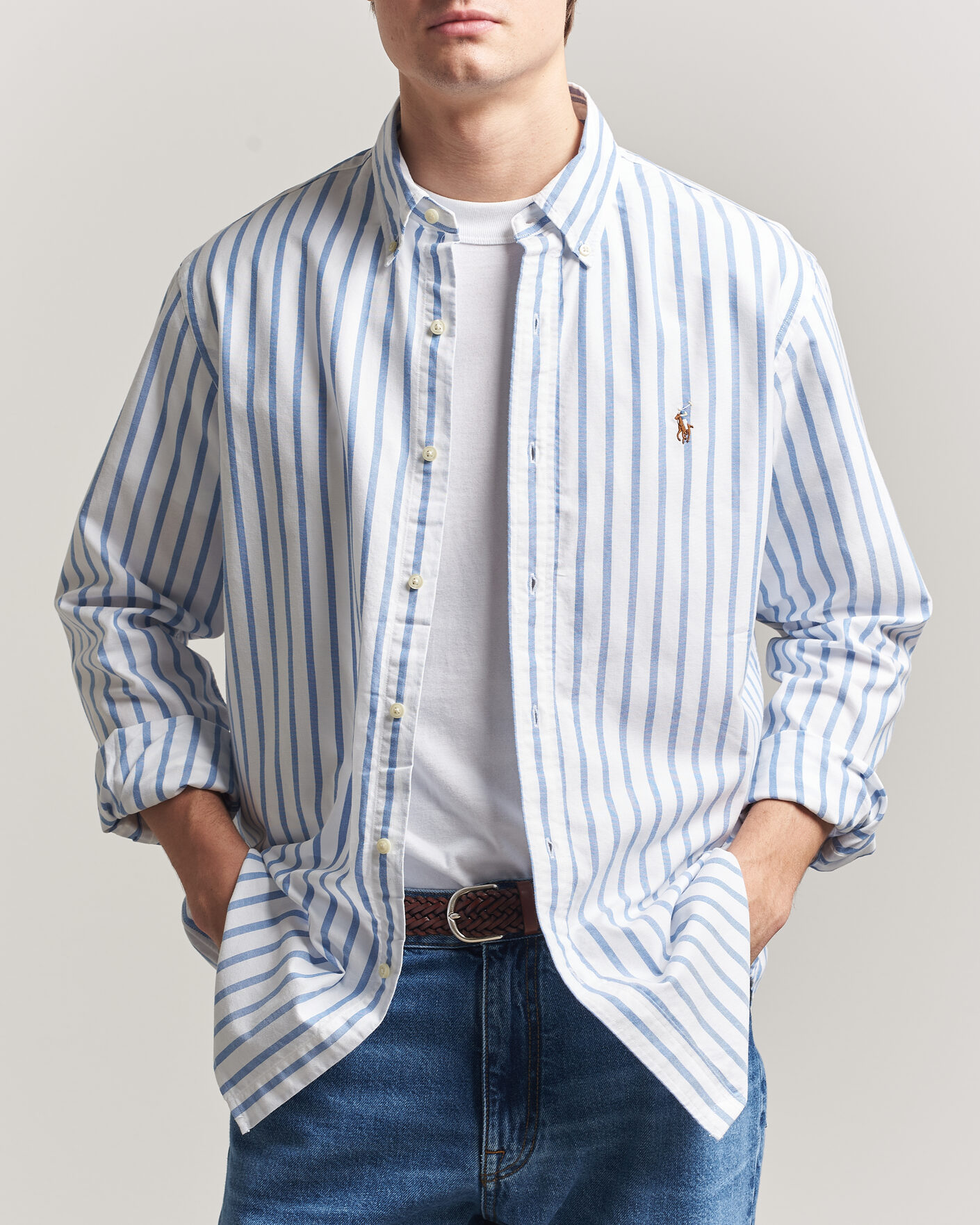 Mies | Kauluspaidat | Polo Ralph Lauren | Custom Fit Striped Oxford Shirt Blue