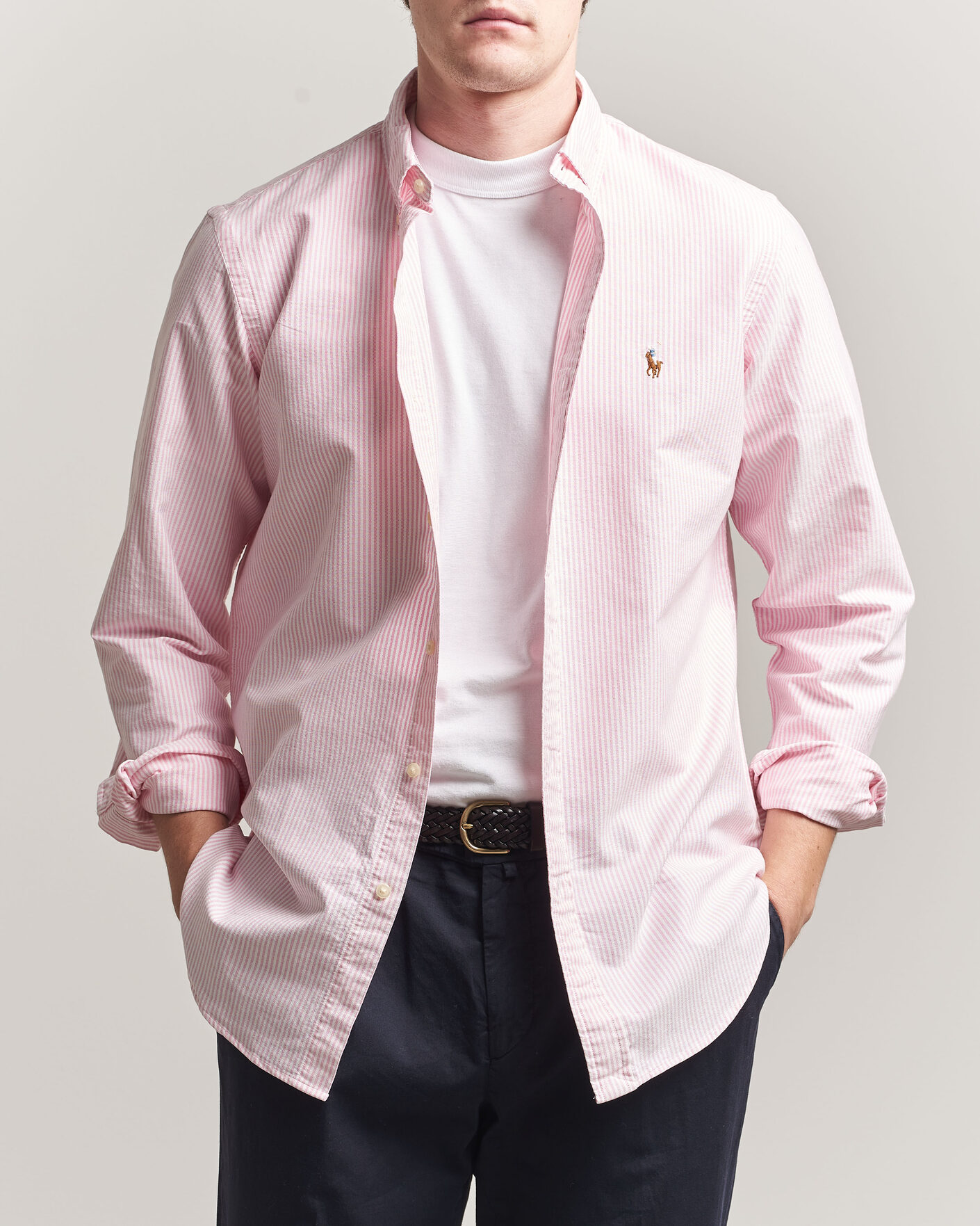 Mies | Kauluspaidat | Polo Ralph Lauren | Custom Fit Micro Striped Oxford Shirt Pink