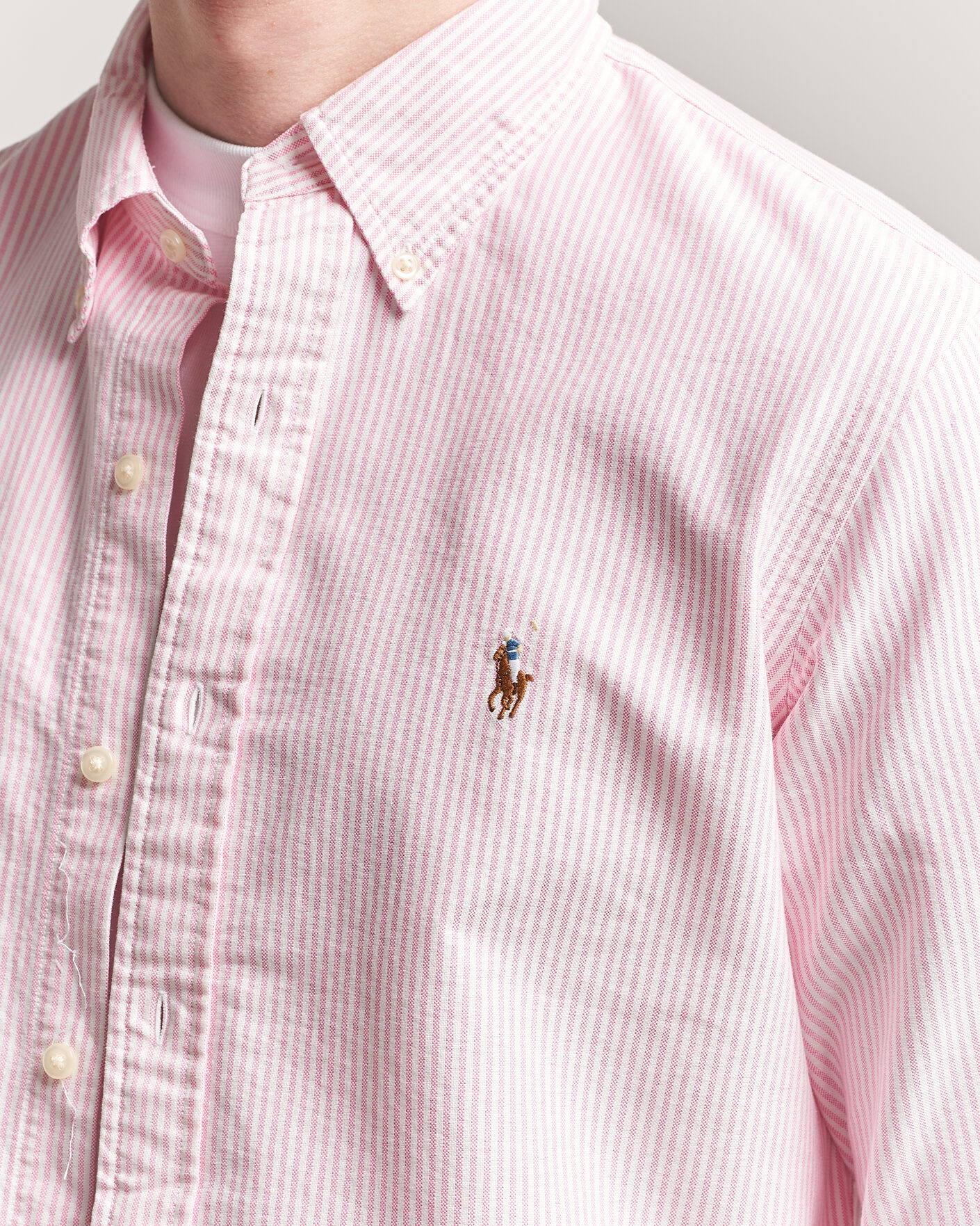 Mies | Kauluspaidat | Polo Ralph Lauren | Custom Fit Micro Striped Oxford Shirt Pink
