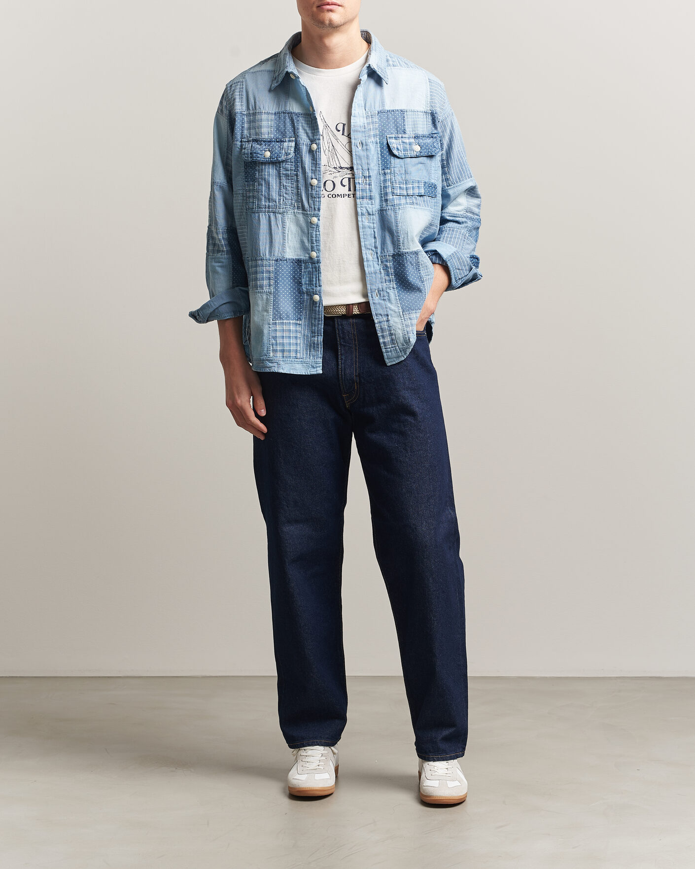 Mies | Kauluspaidat | Polo Ralph Lauren | Indigo Patchwork Shirt Blue