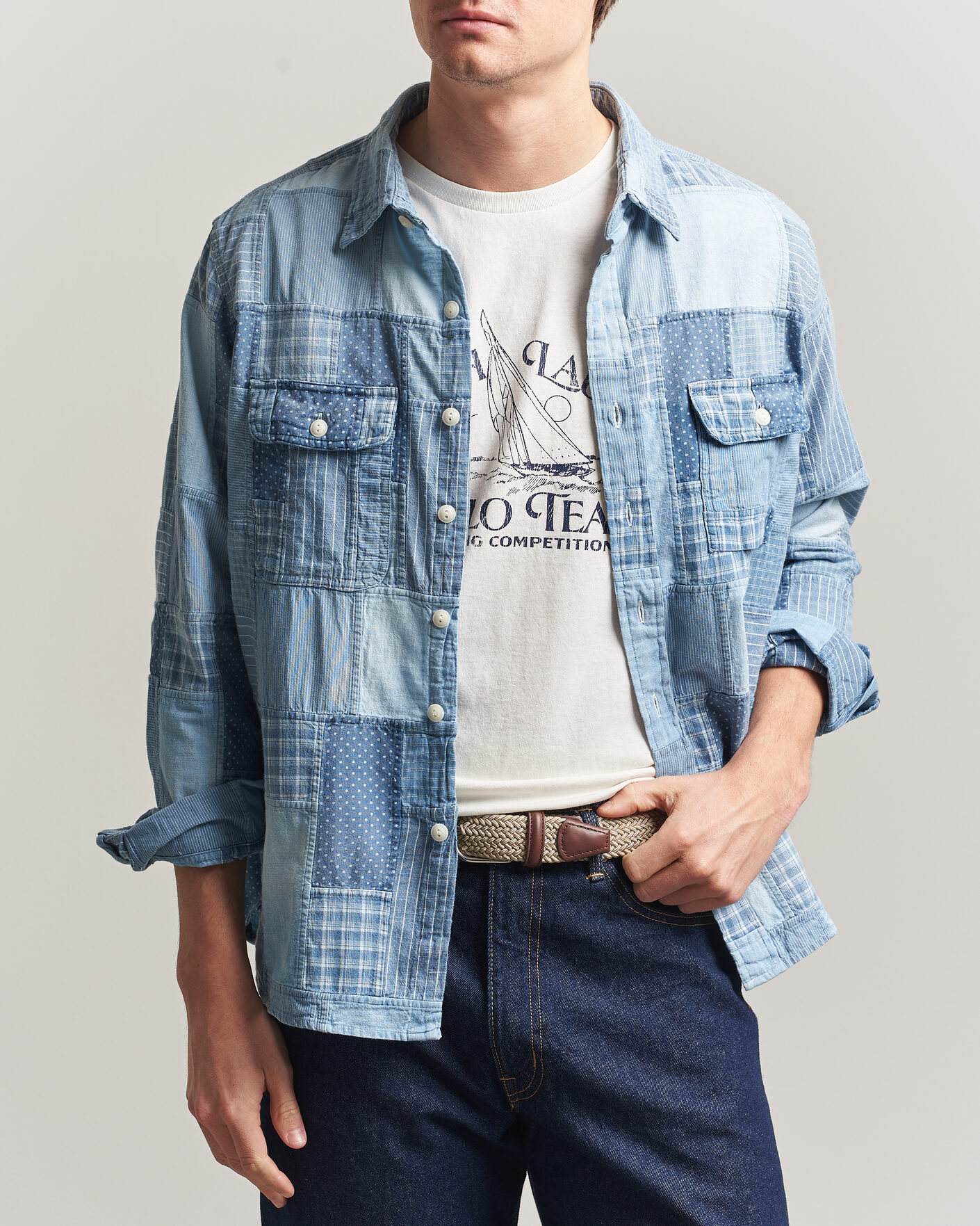 Mies | Kauluspaidat | Polo Ralph Lauren | Indigo Patchwork Shirt Blue