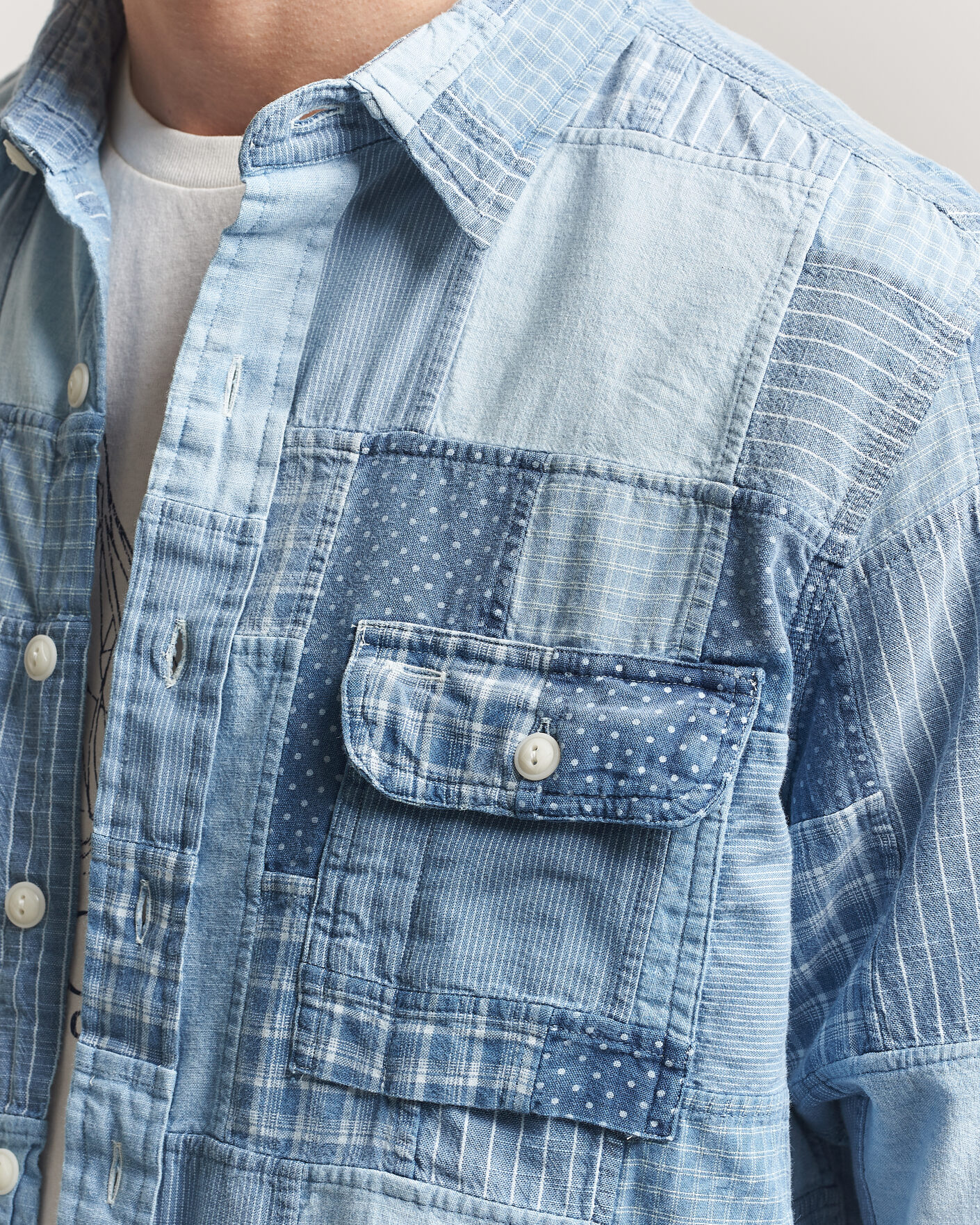 Mies | Kauluspaidat | Polo Ralph Lauren | Indigo Patchwork Shirt Blue