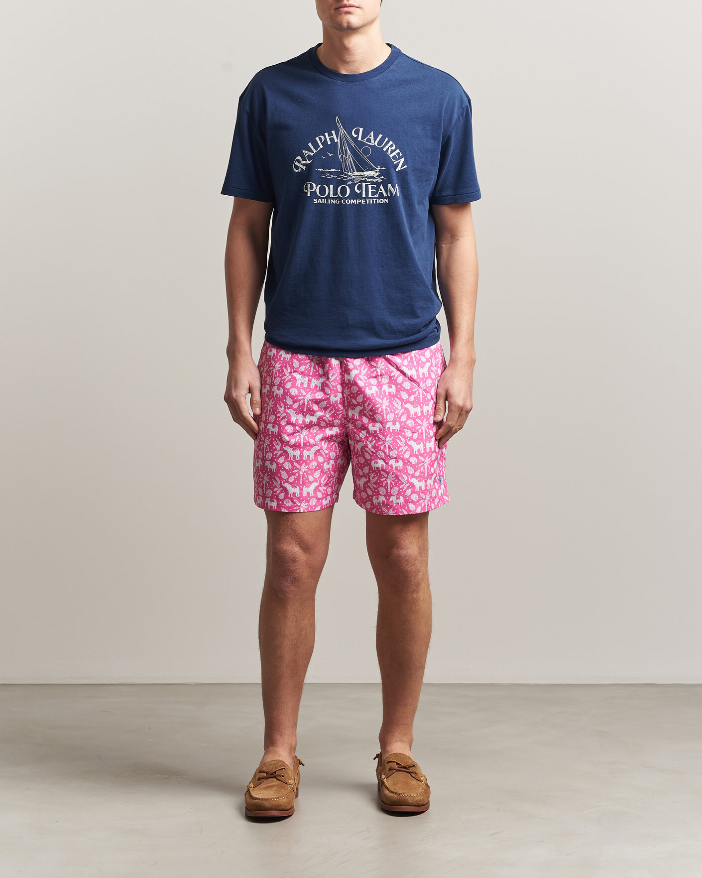 Mies | Uimahousut | Polo Ralph Lauren | Traveler Print Mid Trunk Pink