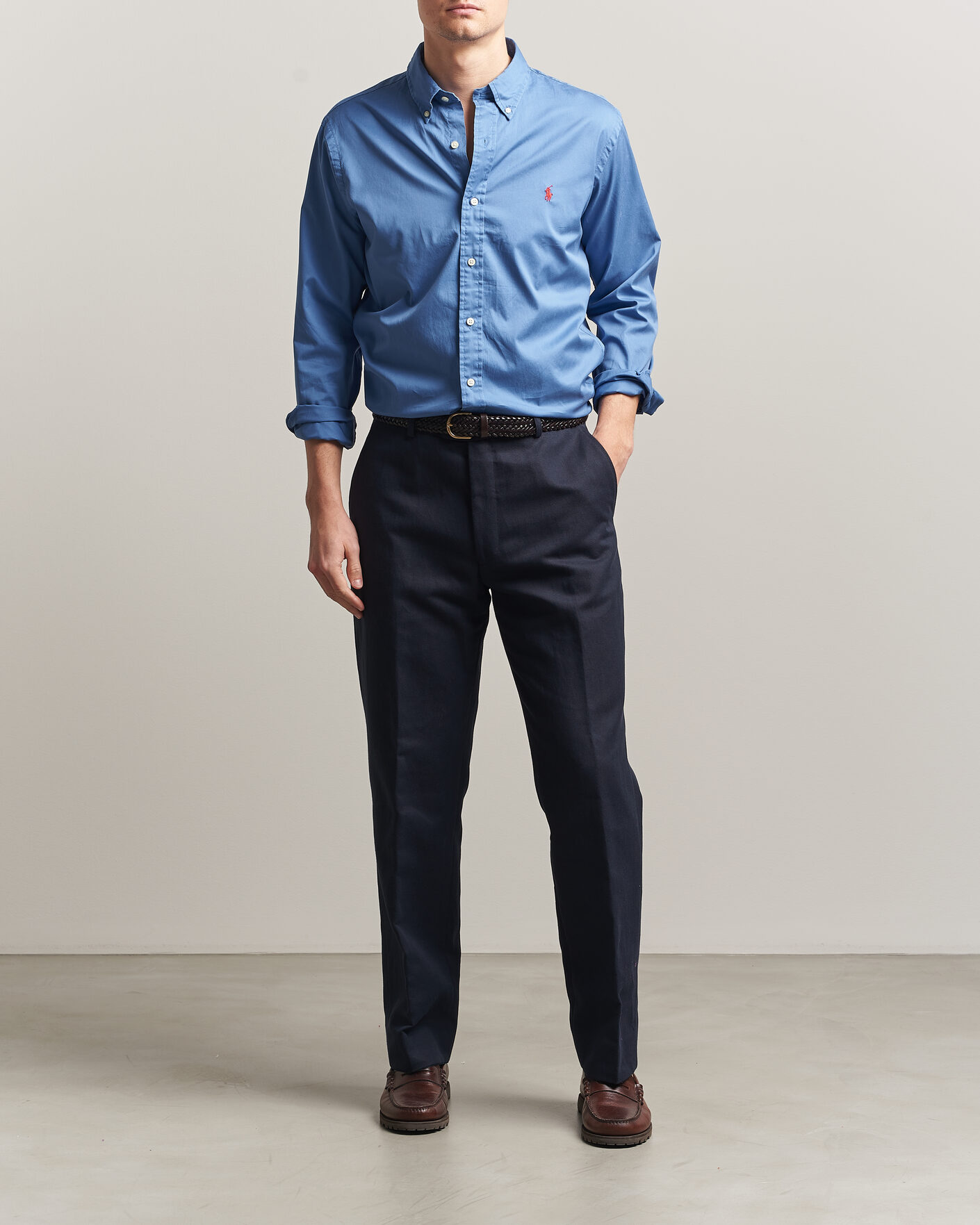 Mies | Kauluspaidat | Polo Ralph Lauren | Custom Fit Garment Twill Shirt Nimes Blue