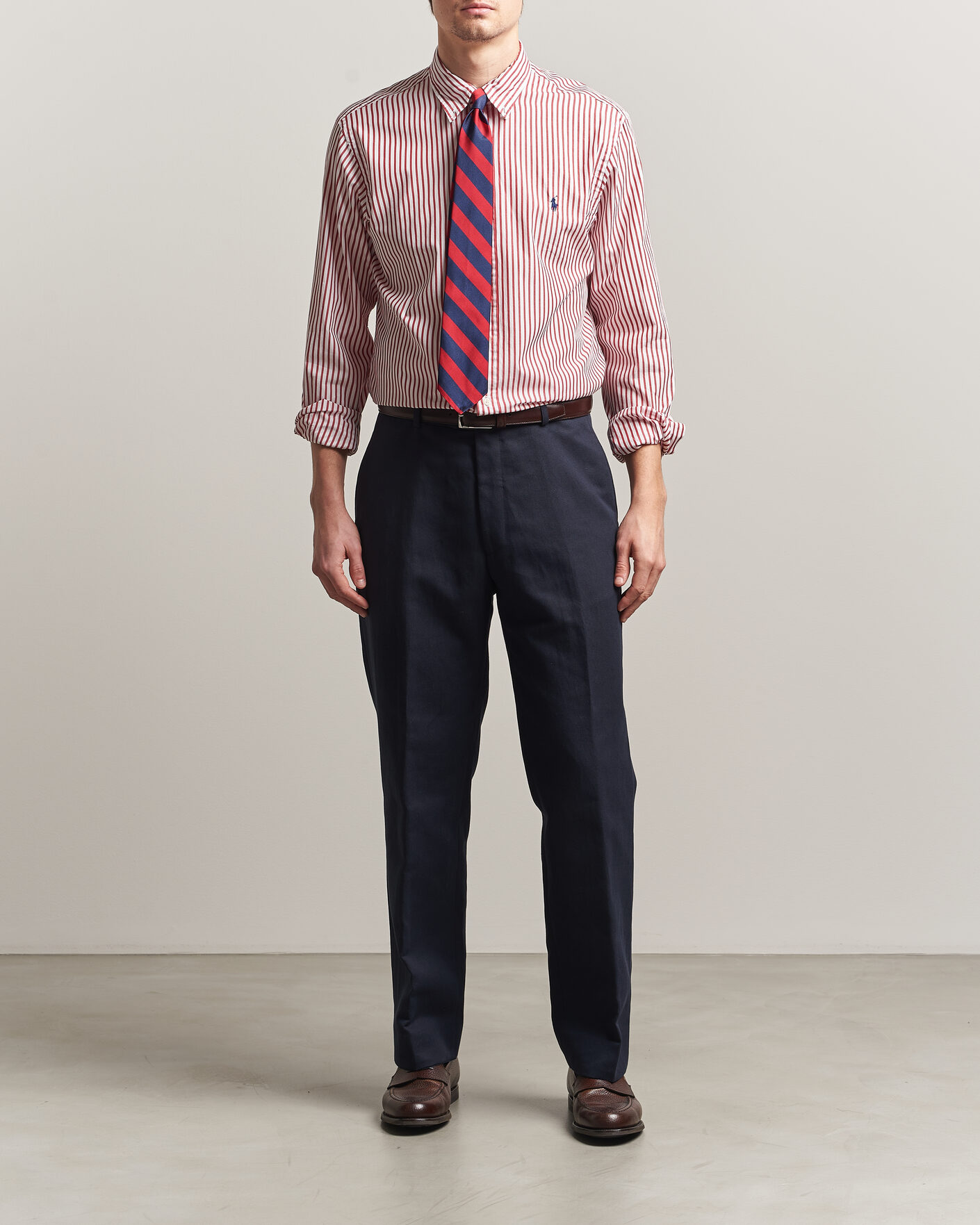 Mies | Kauluspaidat | Polo Ralph Lauren | Custom Fit Poplin Striped Shirt Bristol Red