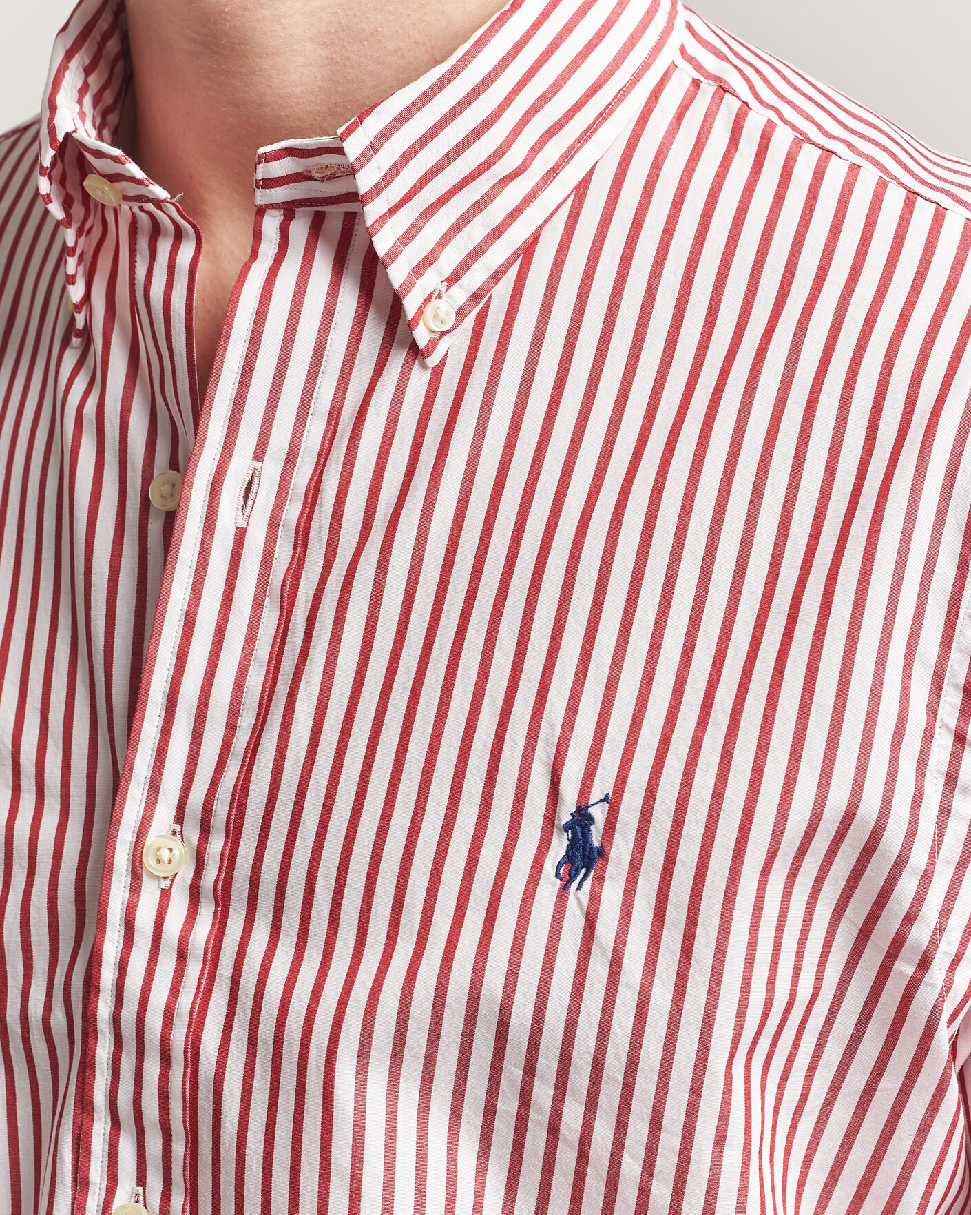 Mies | Kauluspaidat | Polo Ralph Lauren | Custom Fit Poplin Striped Shirt Bristol Red