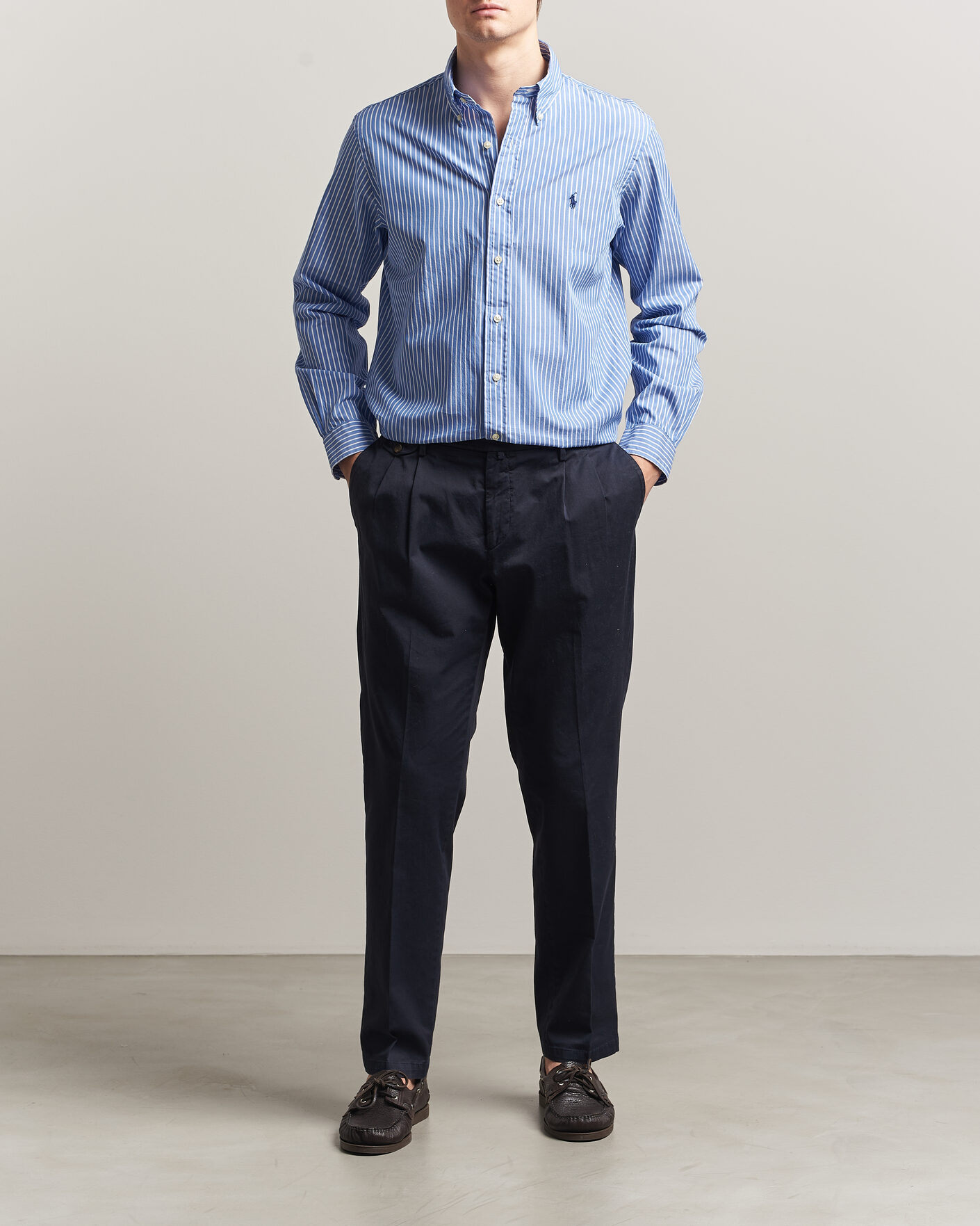 Mies | Kauluspaidat | Polo Ralph Lauren | Custom Fit Poplin Striped Shirt Medium Blue