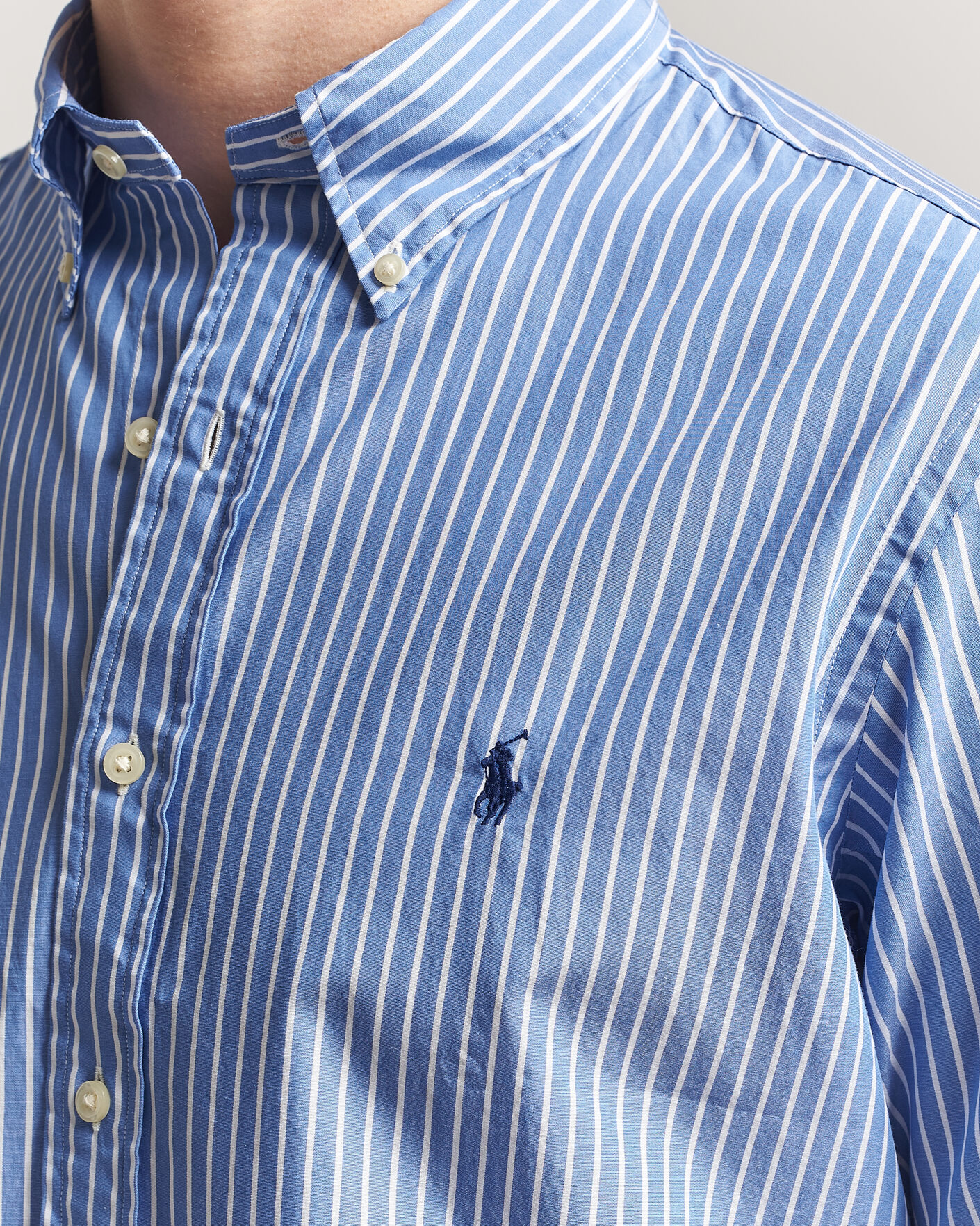 Mies | Kauluspaidat | Polo Ralph Lauren | Custom Fit Poplin Striped Shirt Medium Blue
