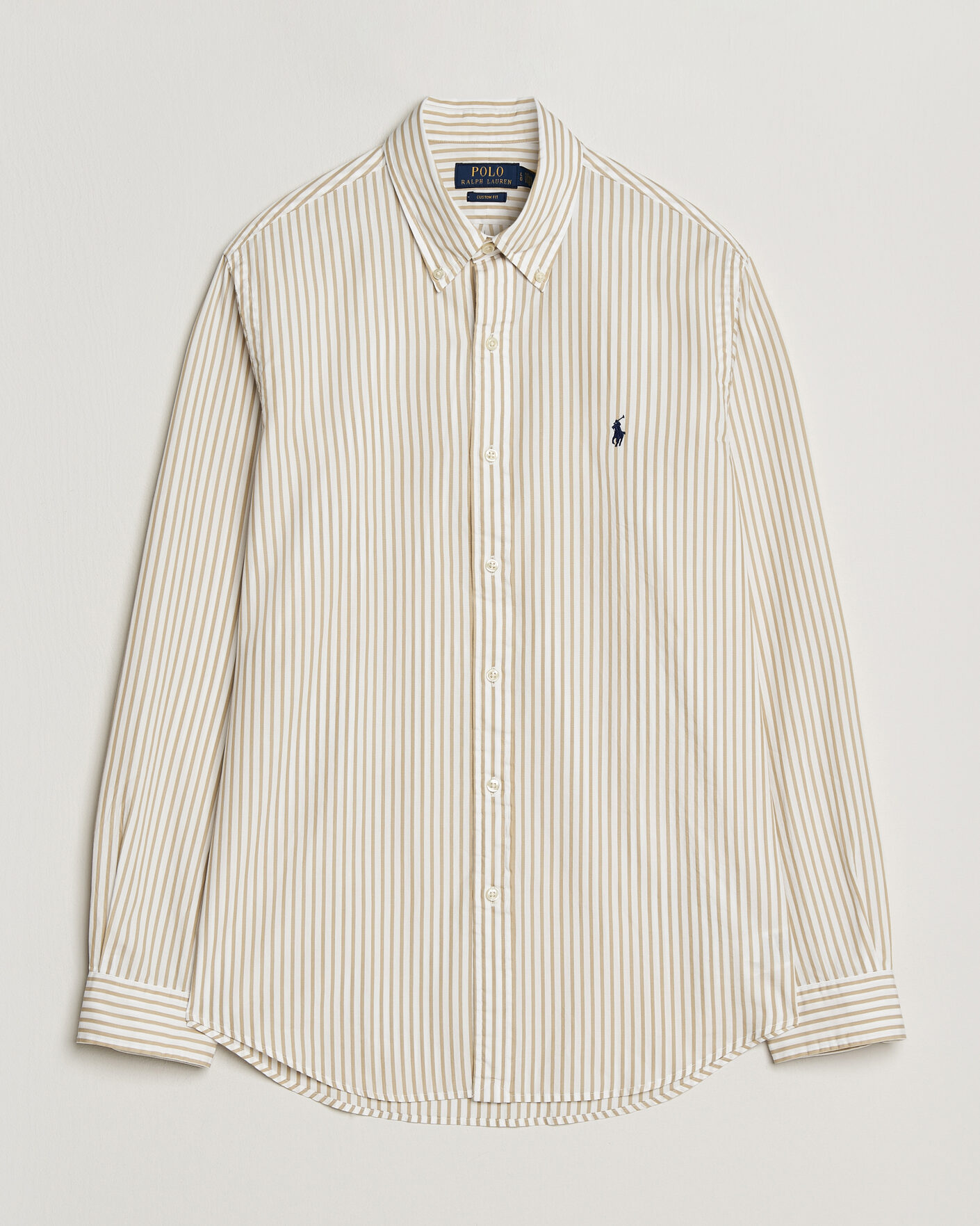 Mies | Kauluspaidat | Polo Ralph Lauren | Custom Fit Poplin Striped Shirt Coastal Beige
