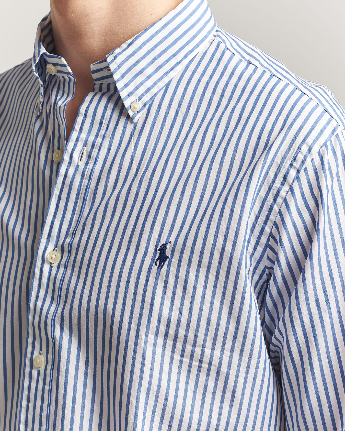 Mies | Kauluspaidat | Polo Ralph Lauren | Custom Fit Poplin Striped Shirt Blue