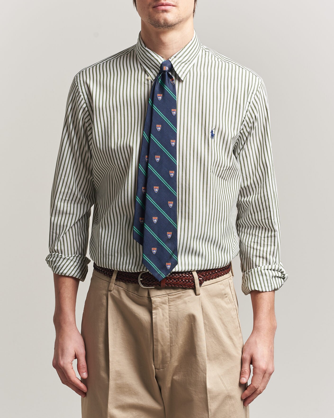 Mies | Kauluspaidat | Polo Ralph Lauren | Custom Fit Poplin Striped Shirt Garden Trail