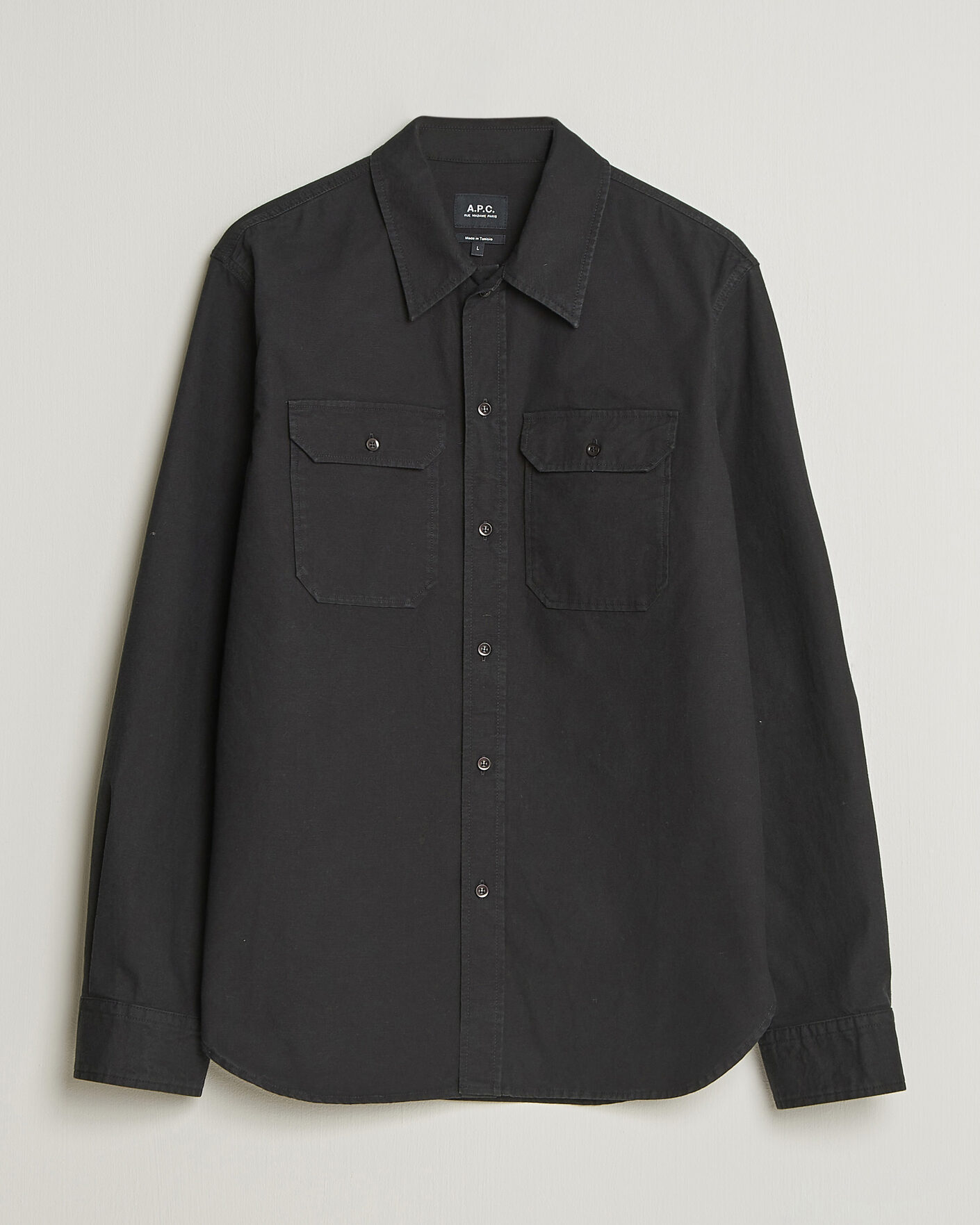 Mies | Kauluspaidat | A.P.C. | Safari Cotton/Linen Overshirt Faded Black