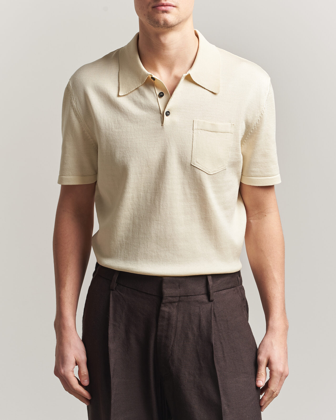 Mies | Pikeet | A.P.C. | Colin Knitted Polo Ecru