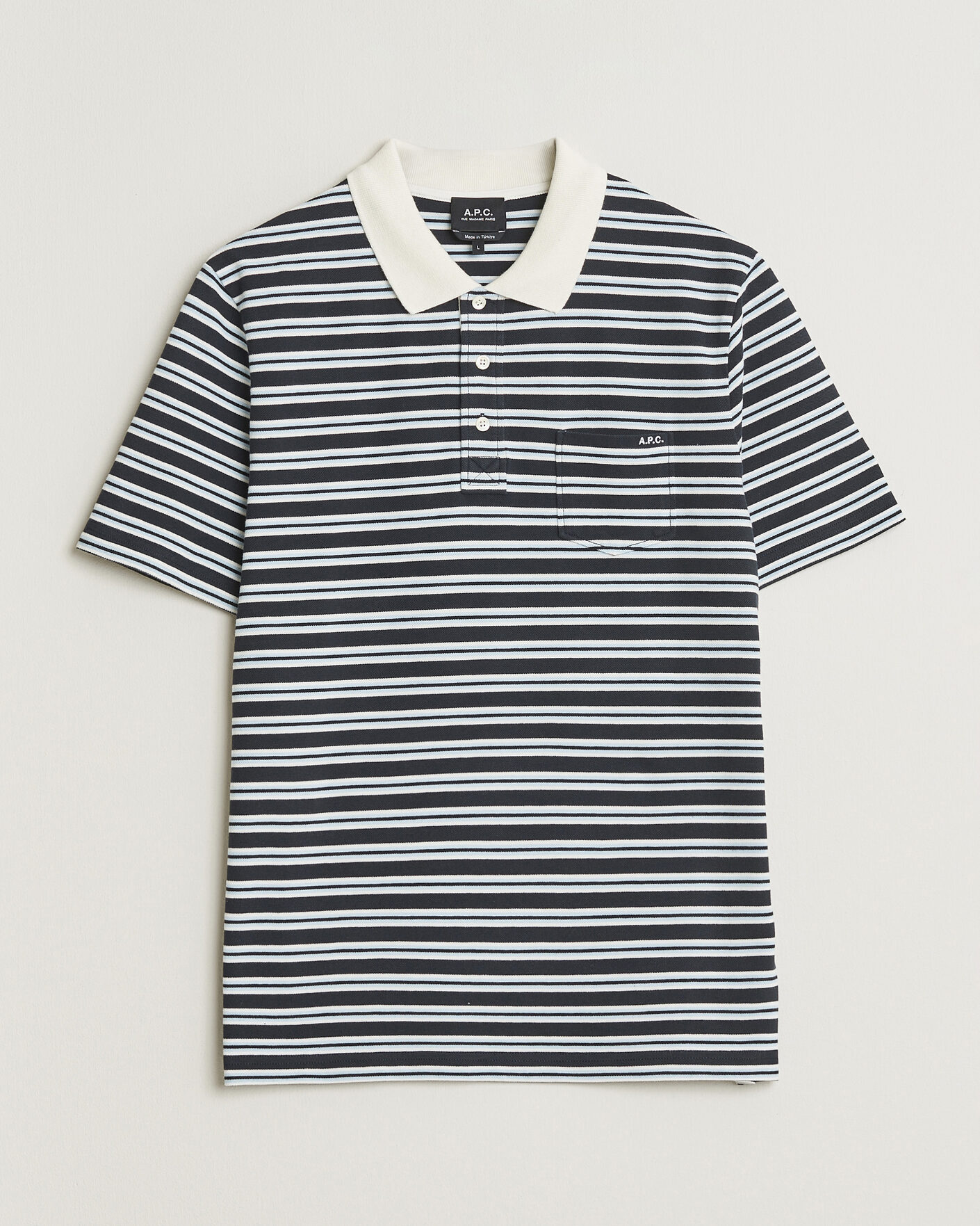 Mies | Pikeet | A.P.C. | Oscar Striped Polo Dark Navy