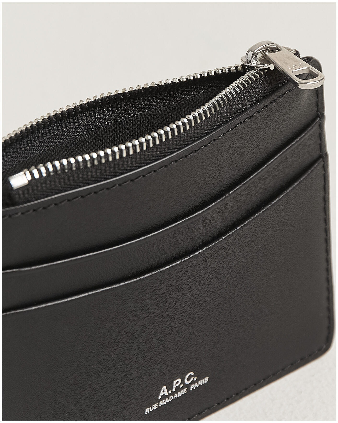 Mies | Lompakot | A.P.C. | Zip Calf Leather Card Holder Black