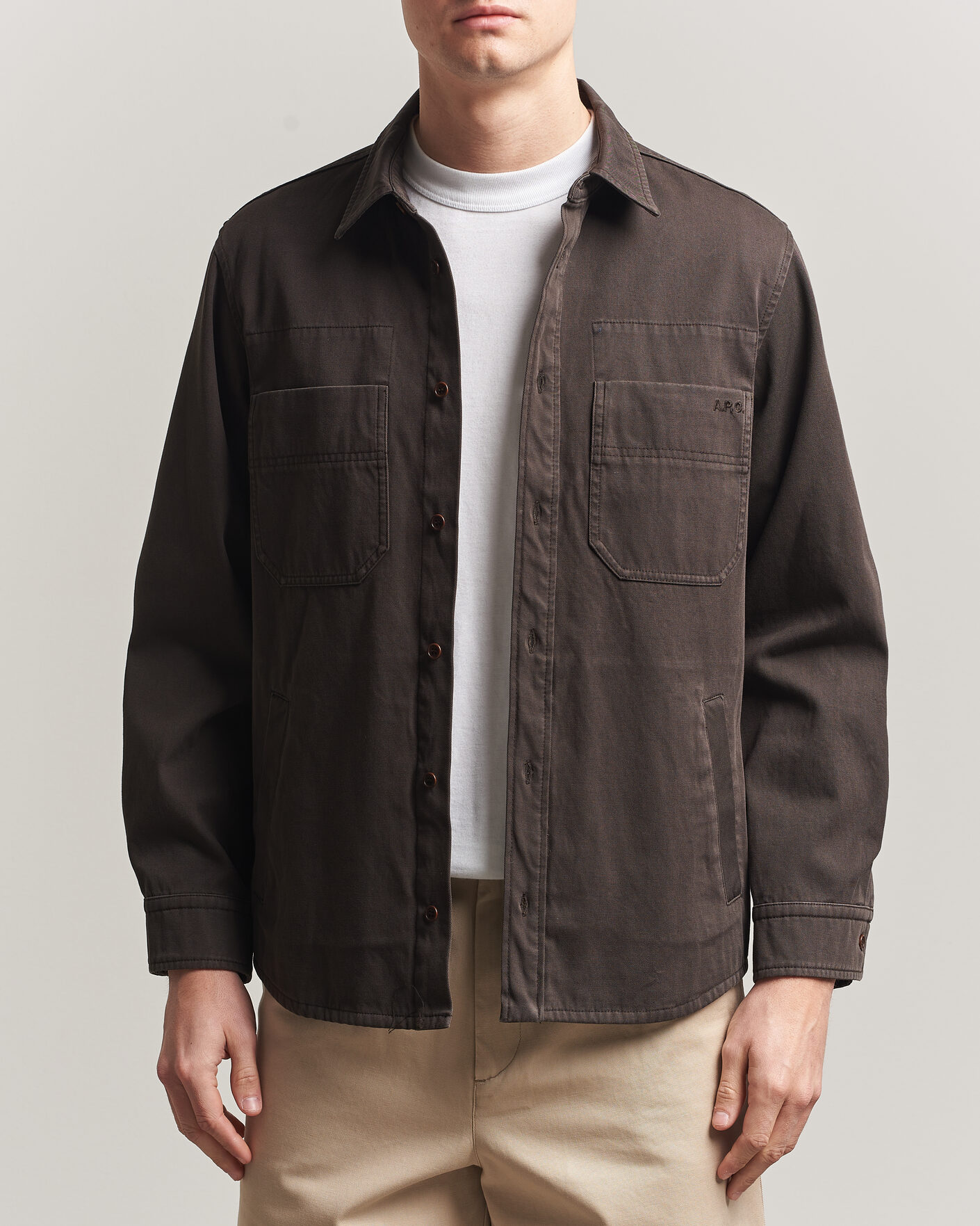 Mies | Kauluspaidat | A.P.C. | Noah Cotton Overshirt Dark Brown