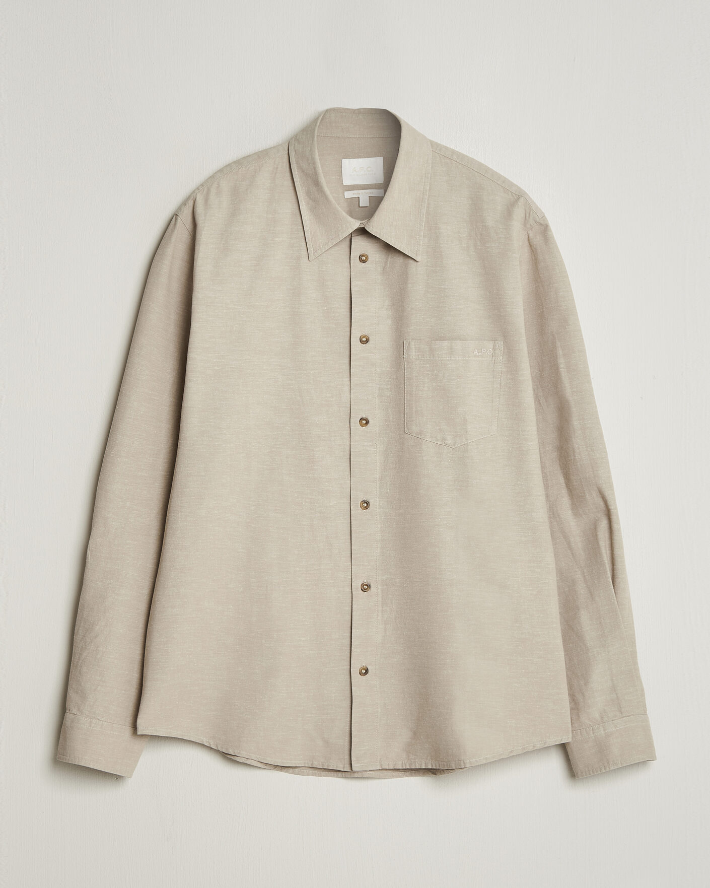 Mies | Kauluspaidat | A.P.C. | Harris Cotton/Linen Shirt Sage Green