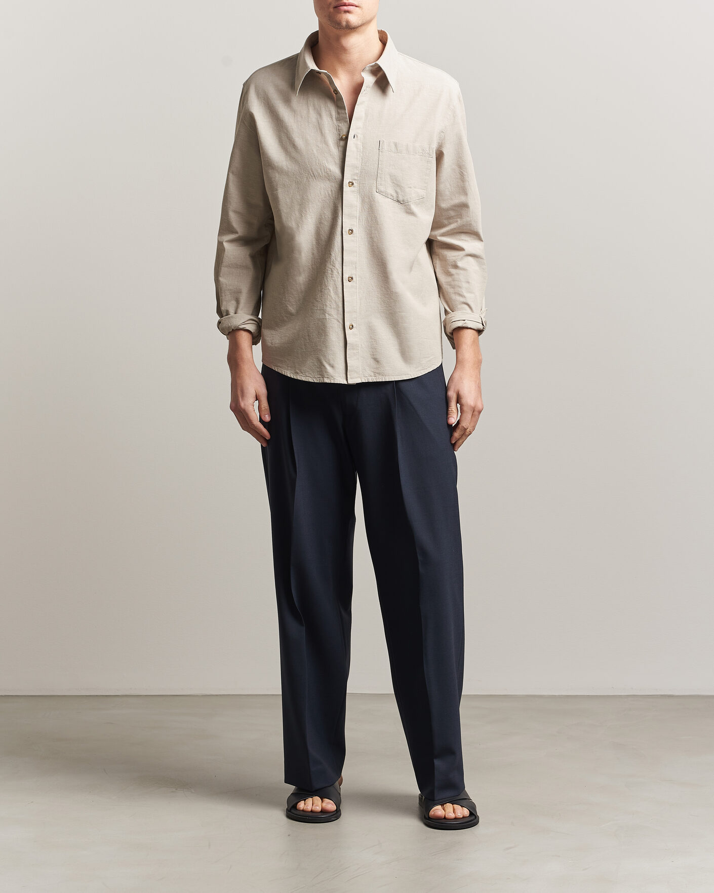 Mies | Kauluspaidat | A.P.C. | Harris Cotton/Linen Shirt Sage Green