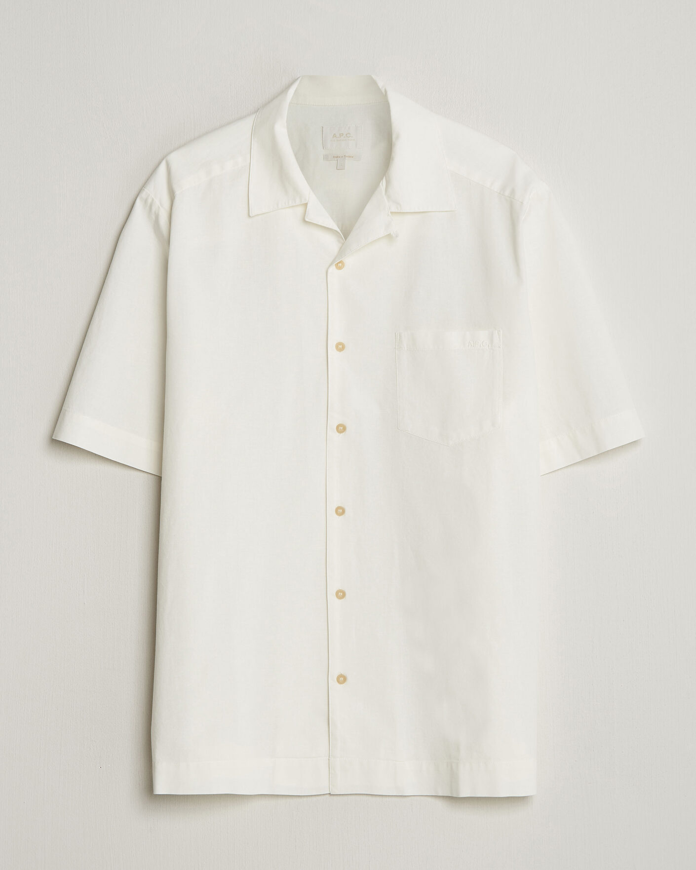 Mies | Kauluspaidat | A.P.C. | Jude Cotton/Linen Short Sleeve Shirt White