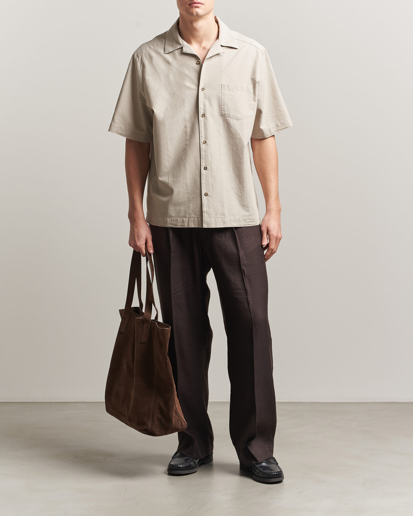 Mies | Kauluspaidat | A.P.C. | Jude Cotton/Linen Short Sleeve Shirt Sage Green