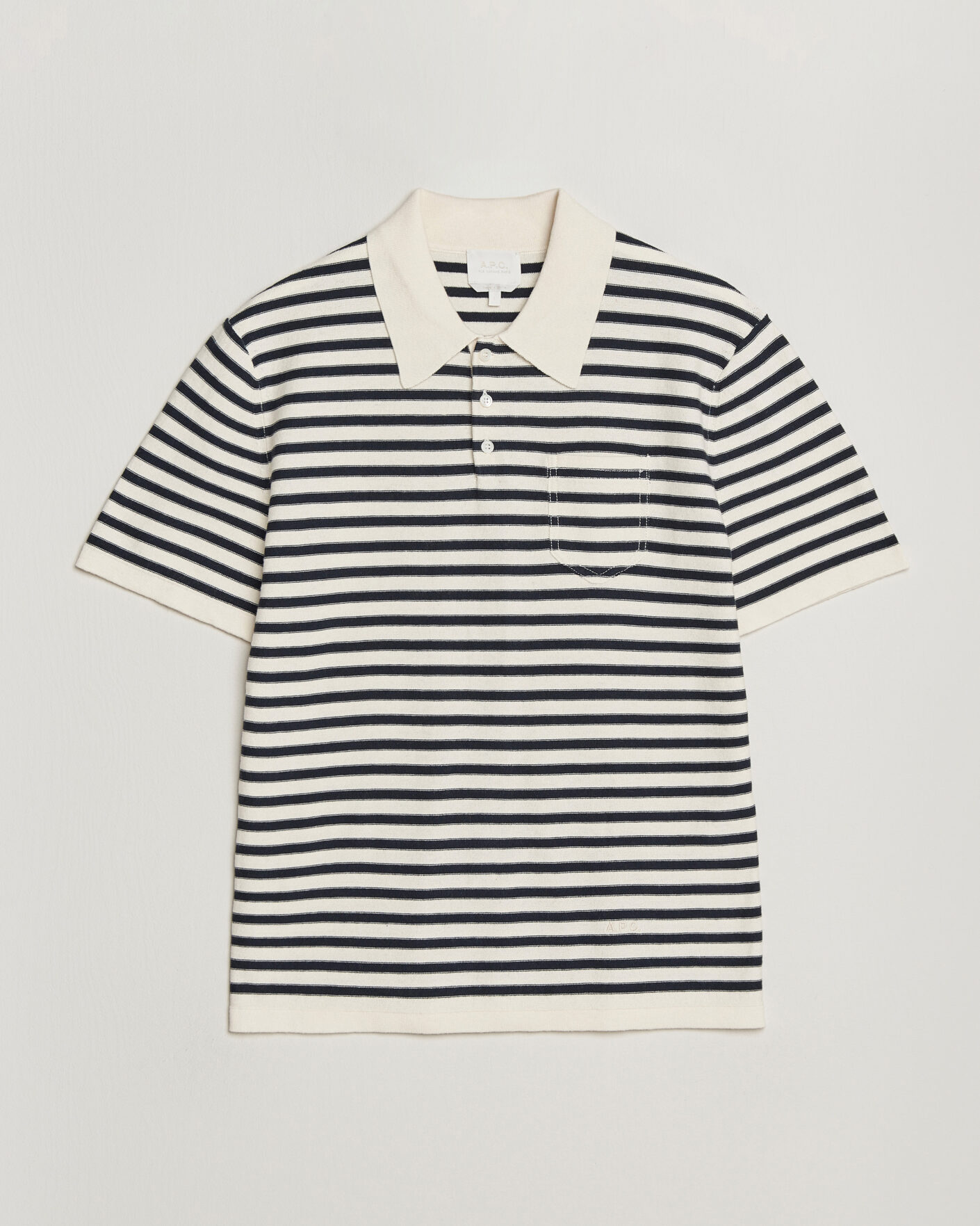 Mies | Pikeet | A.P.C. | Eliot Cotton/Cashmere Knitted Polo Ecru/Navy