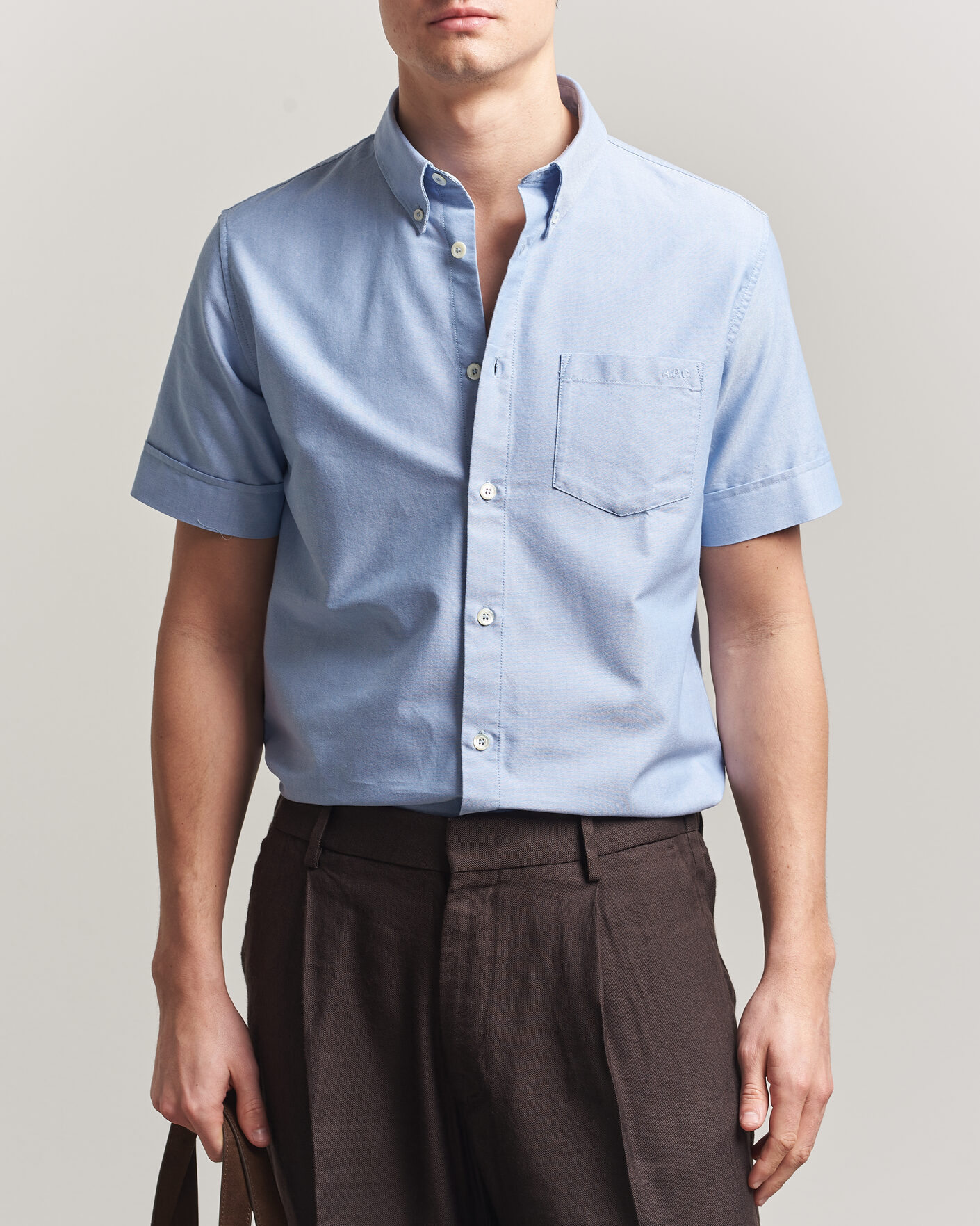 Mies | Kauluspaidat | A.P.C. | Jack Short Sleeve Shirt Light Blue
