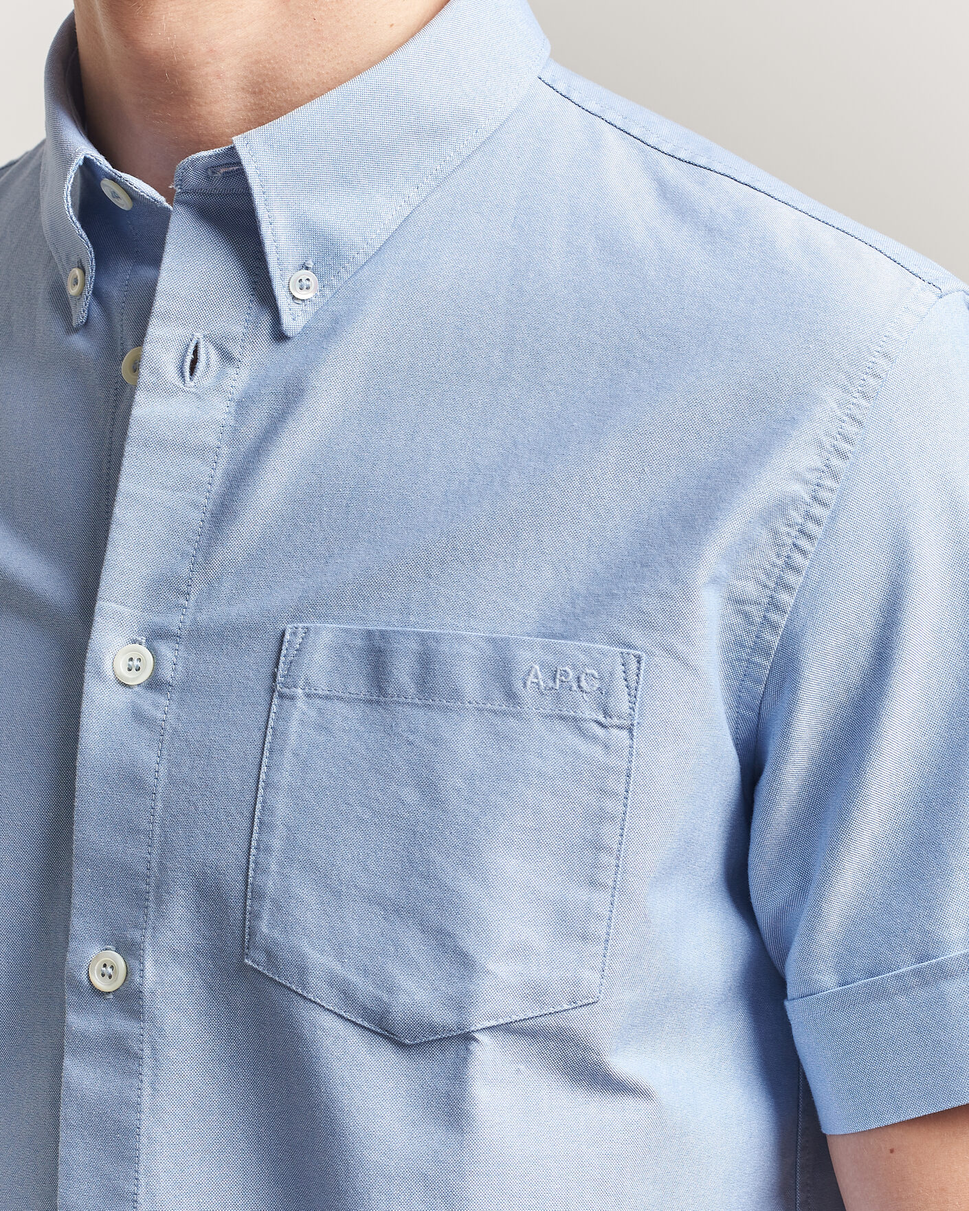 Mies | Kauluspaidat | A.P.C. | Jack Short Sleeve Shirt Light Blue