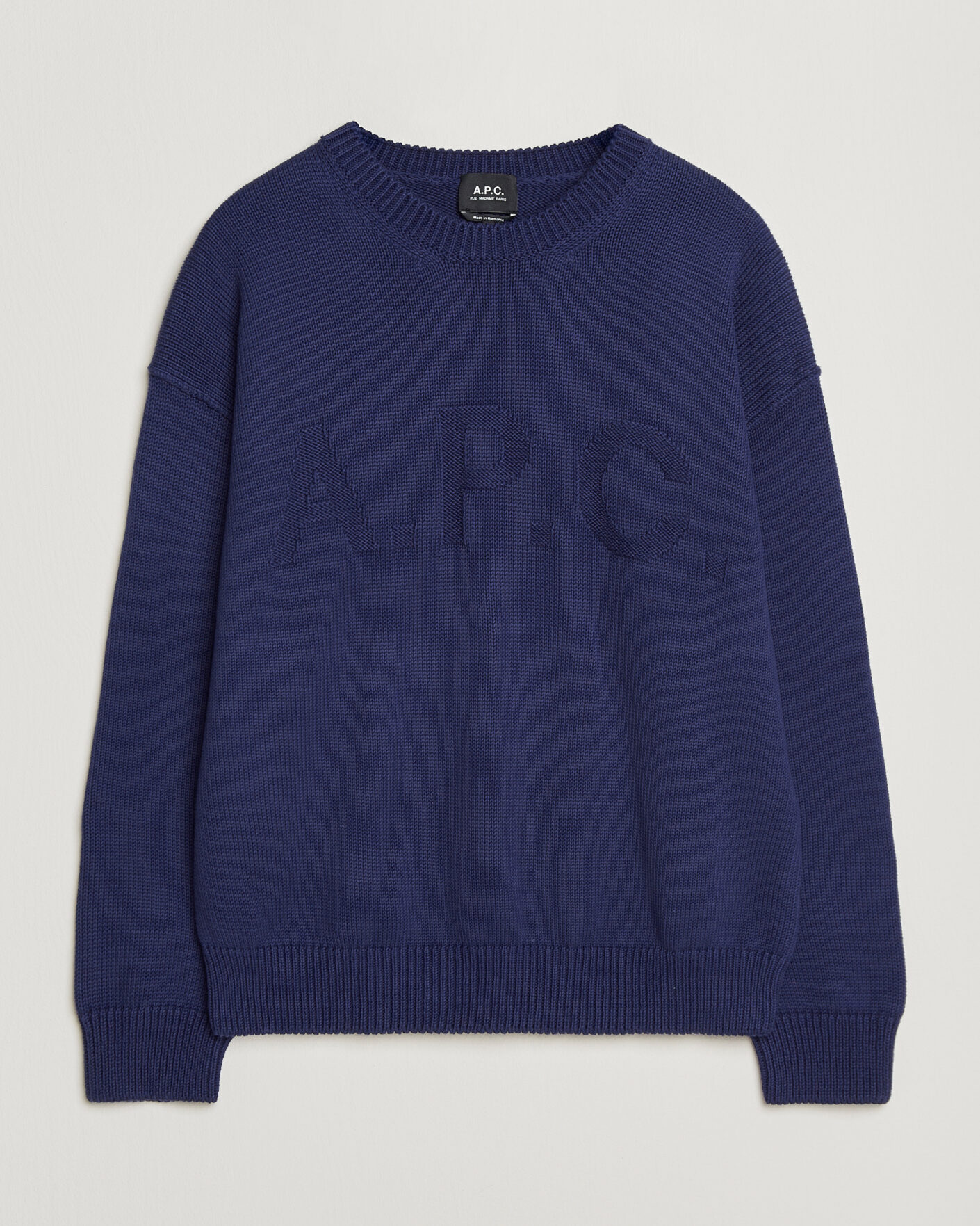 Mies | Puserot | A.P.C. | Leo Cotton Knitted Sweater Dark Blue