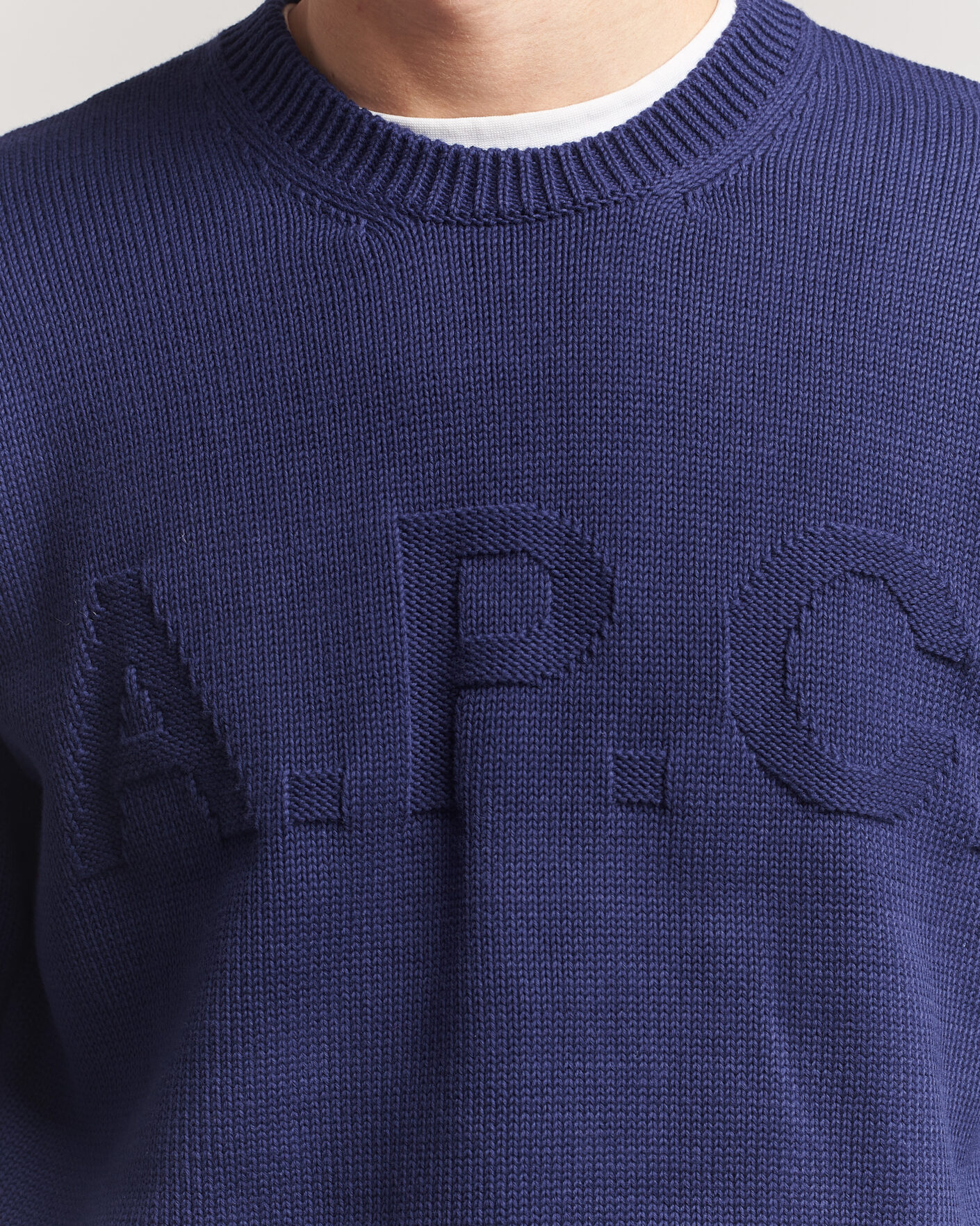 Mies | Puserot | A.P.C. | Leo Cotton Knitted Sweater Dark Blue