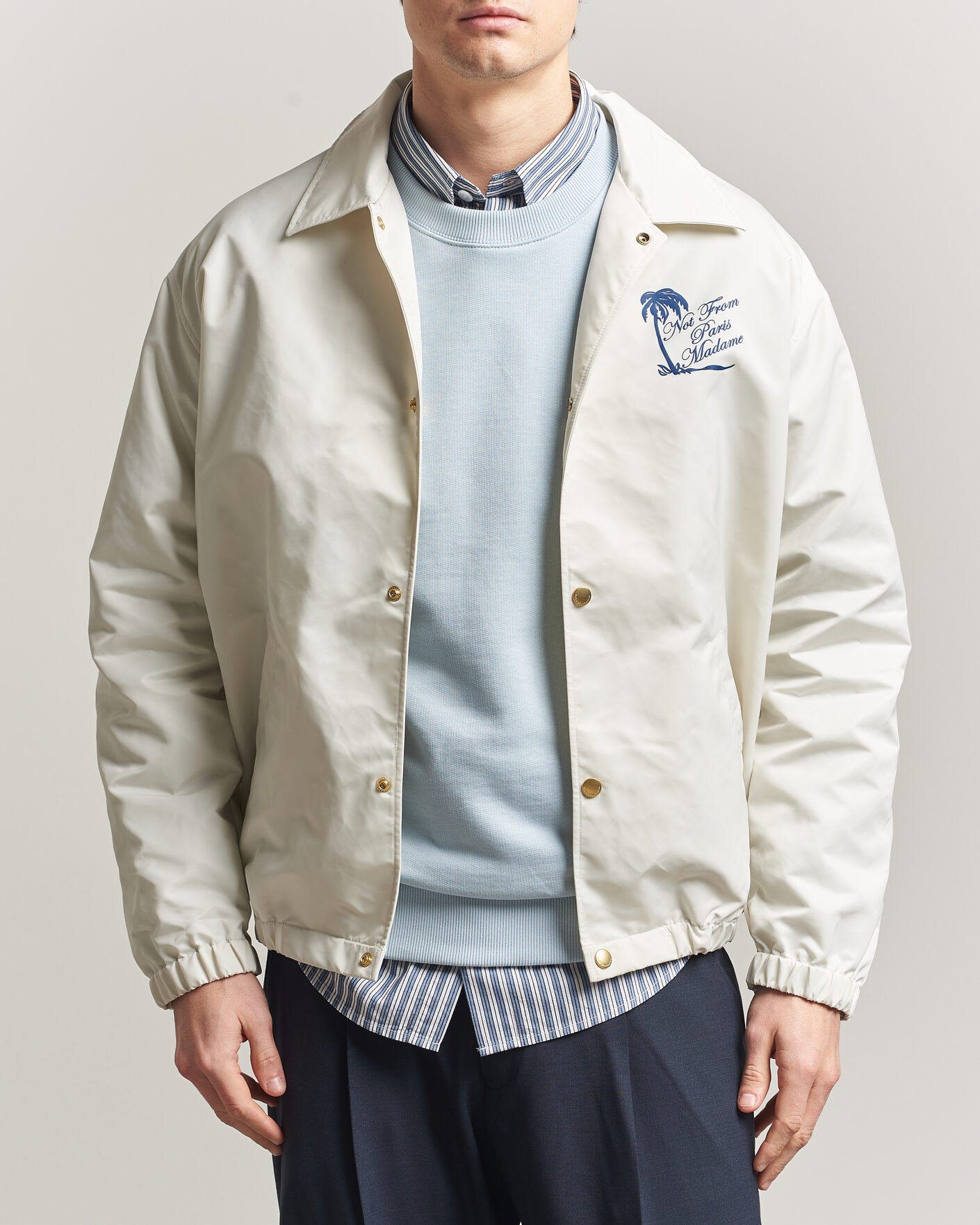 Mies | Takit | Drôle de Monsieur | Palmier Slogan Coach Jacket Off White