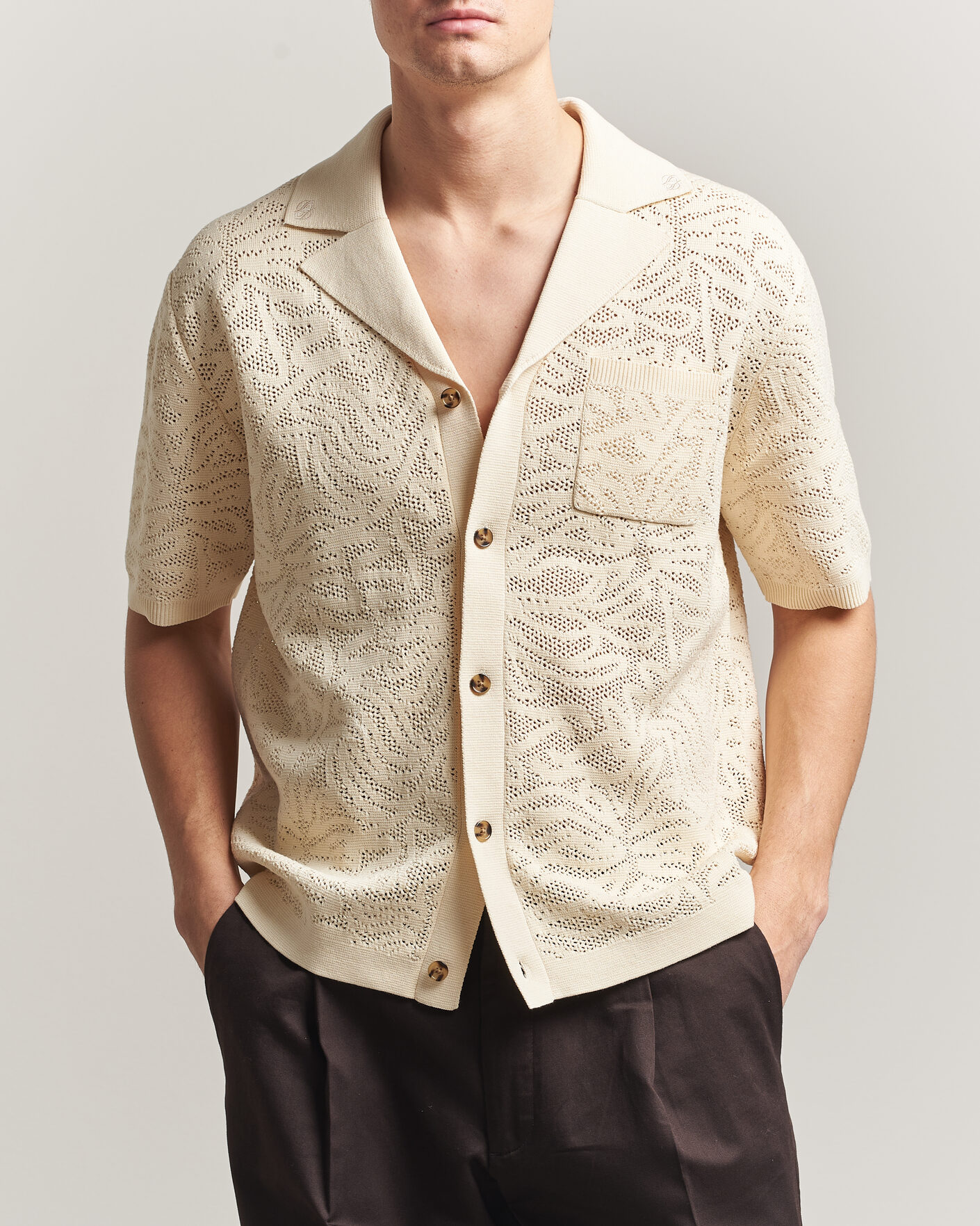 Mies | Kauluspaidat | Drôle de Monsieur | Knitted Resort Shirt Off White