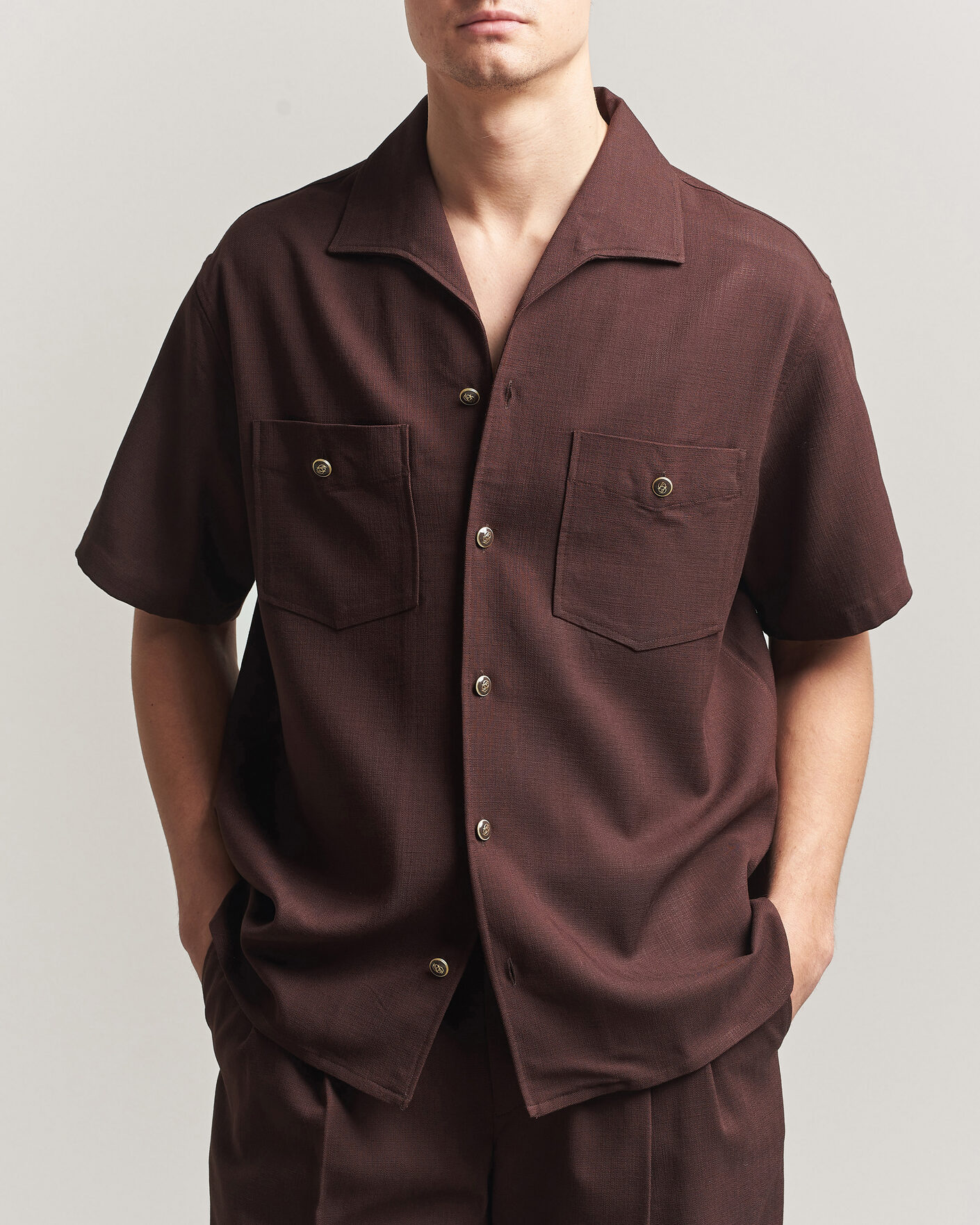 Mies | Kauluspaidat | Drôle de Monsieur | Viscose Resort Shirt Brown