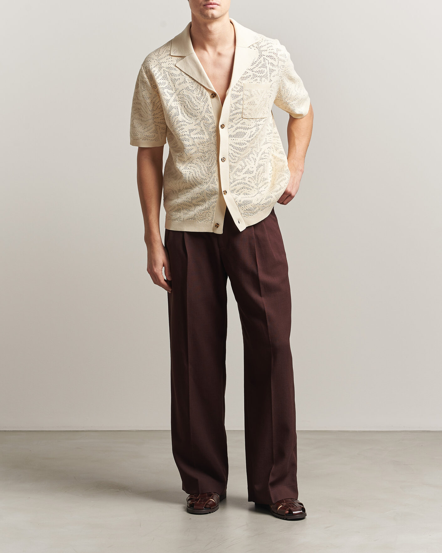 Mies | Housut | Drôle de Monsieur | Viscose Pleated Trousers Brown