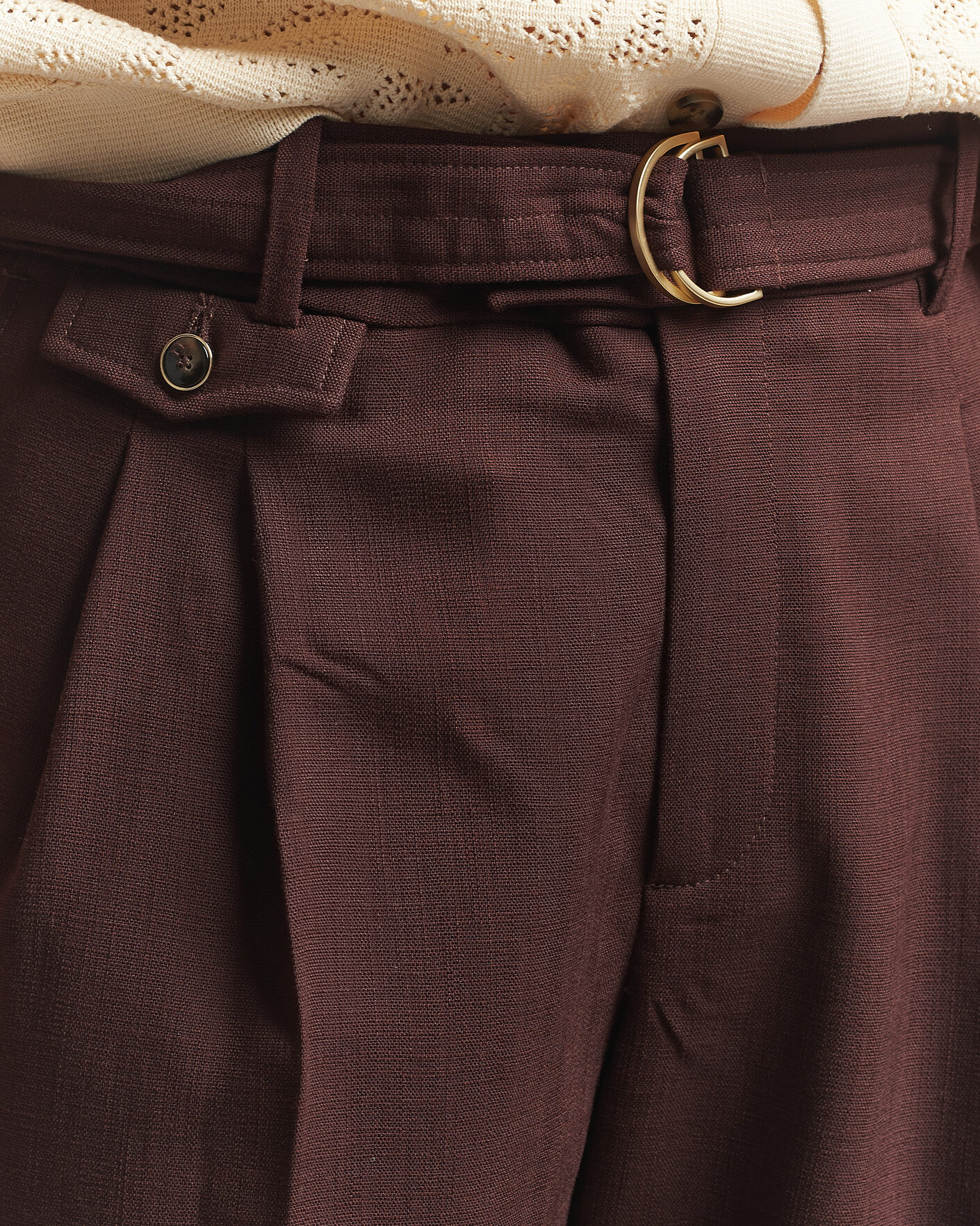 Mies | Housut | Drôle de Monsieur | Viscose Pleated Trousers Brown