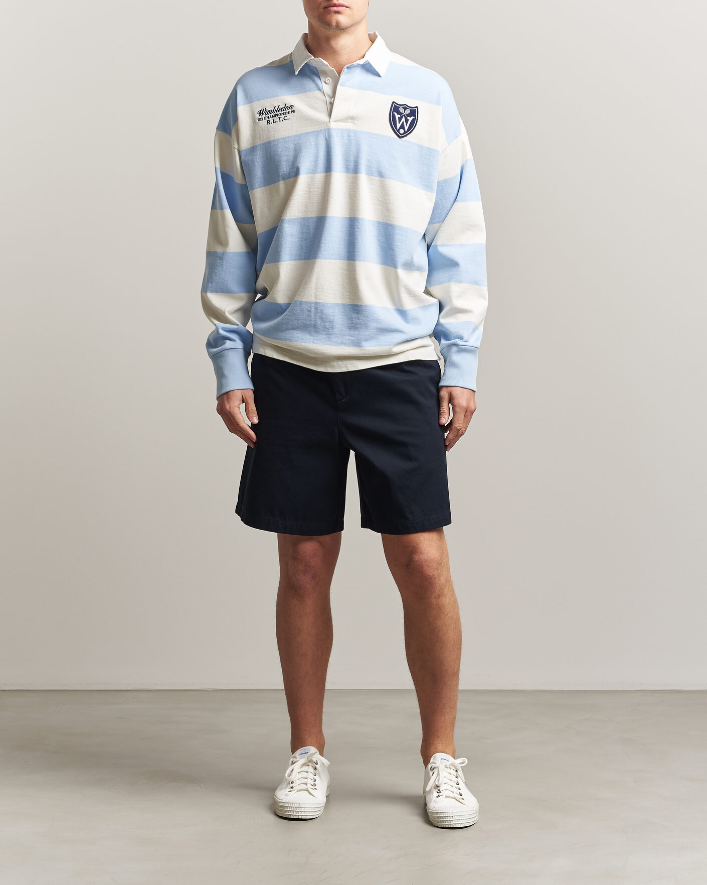 Mies | Puserot | Polo Ralph Lauren | Striped Rugby Pullover Office Blue/Deckwash White