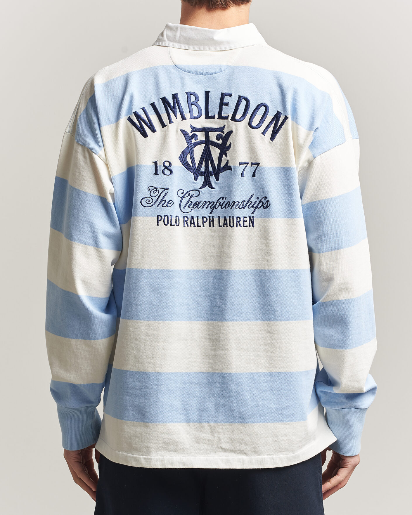 Mies | Puserot | Polo Ralph Lauren | Striped Rugby Pullover Office Blue/Deckwash White