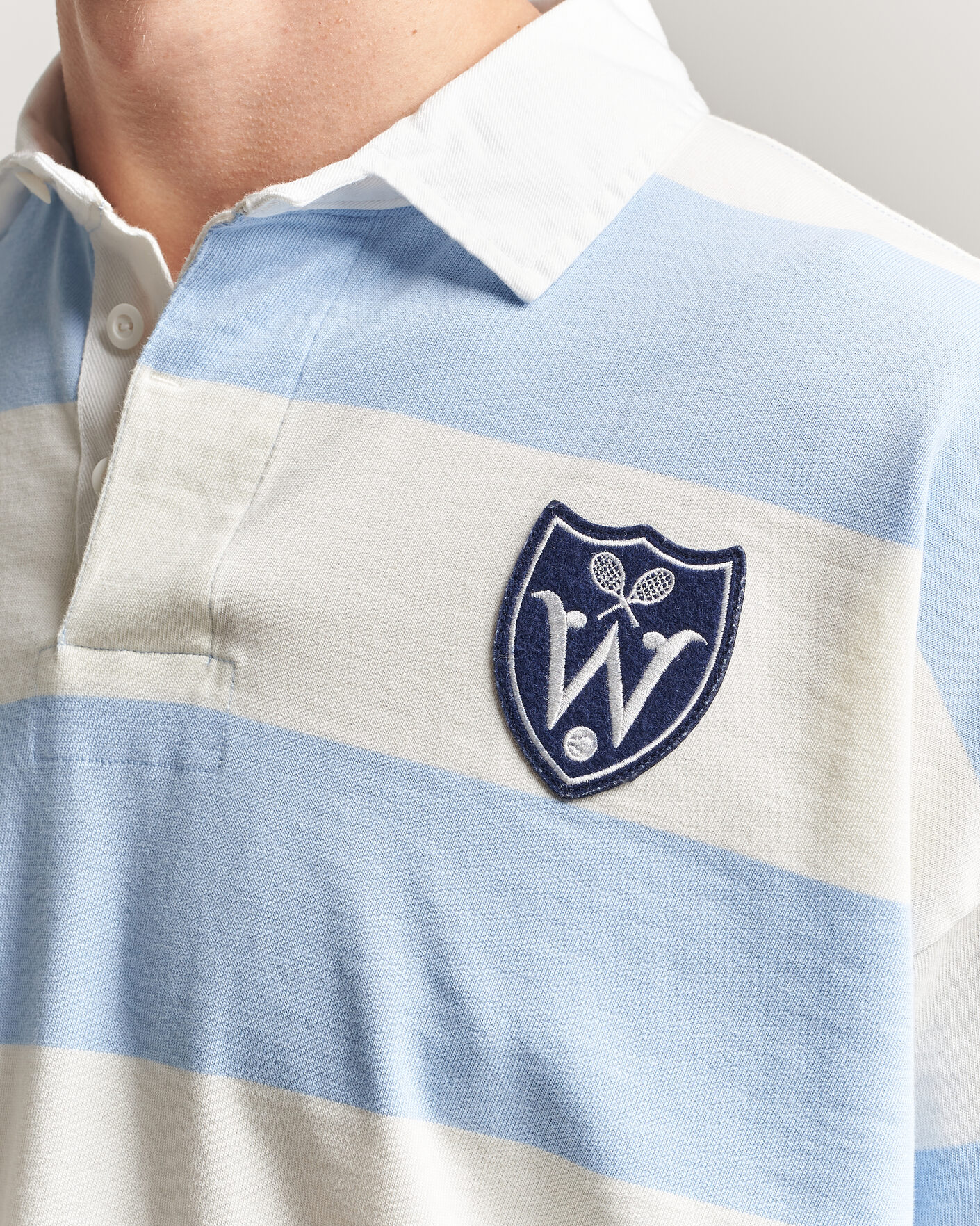 Mies | Puserot | Polo Ralph Lauren | Striped Rugby Pullover Office Blue/Deckwash White