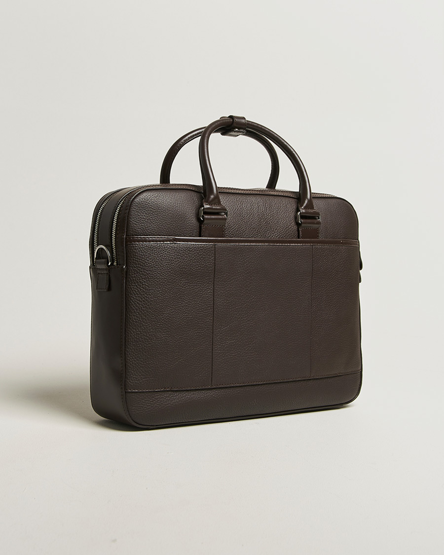 Mies | Laukut | Tiger of Sweden | Burin Grained Leather Briefcase Dark Brown