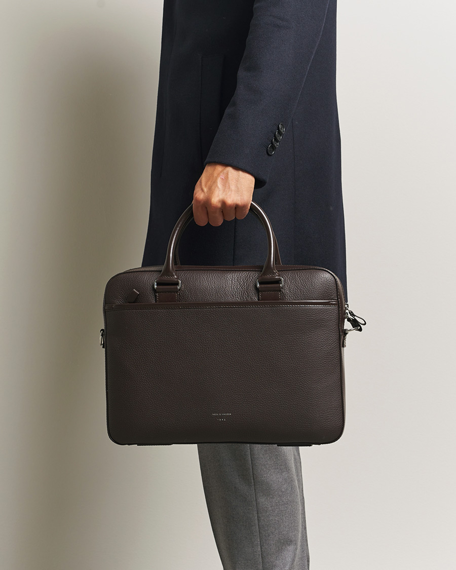 Mies | Laukut | Tiger of Sweden | Bosun Grained Leather Briefcase Dark Brown