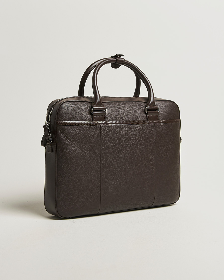 Mies | Laukut | Tiger of Sweden | Bosun Grained Leather Briefcase Dark Brown
