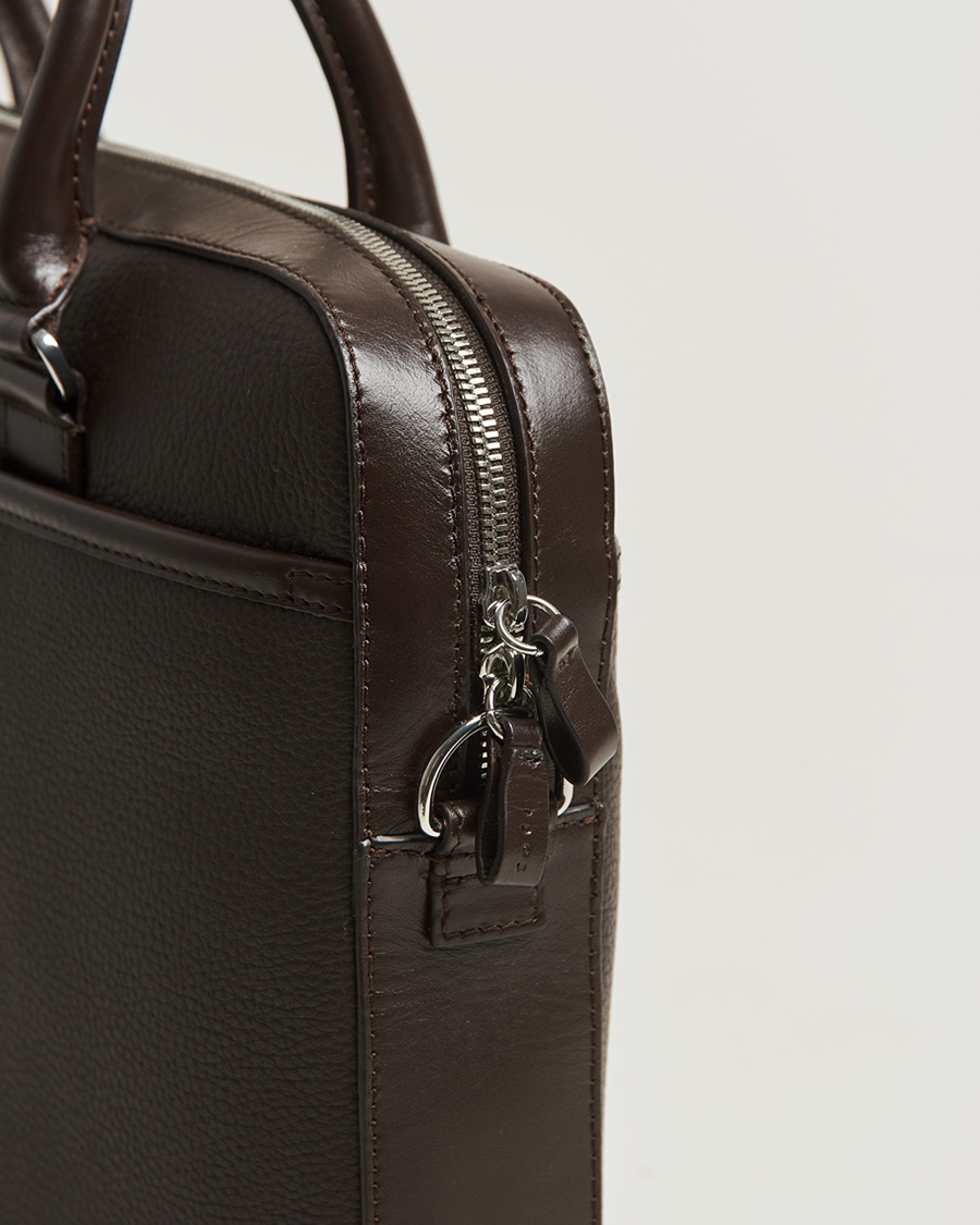 Mies | Laukut | Tiger of Sweden | Bosun Grained Leather Briefcase Dark Brown