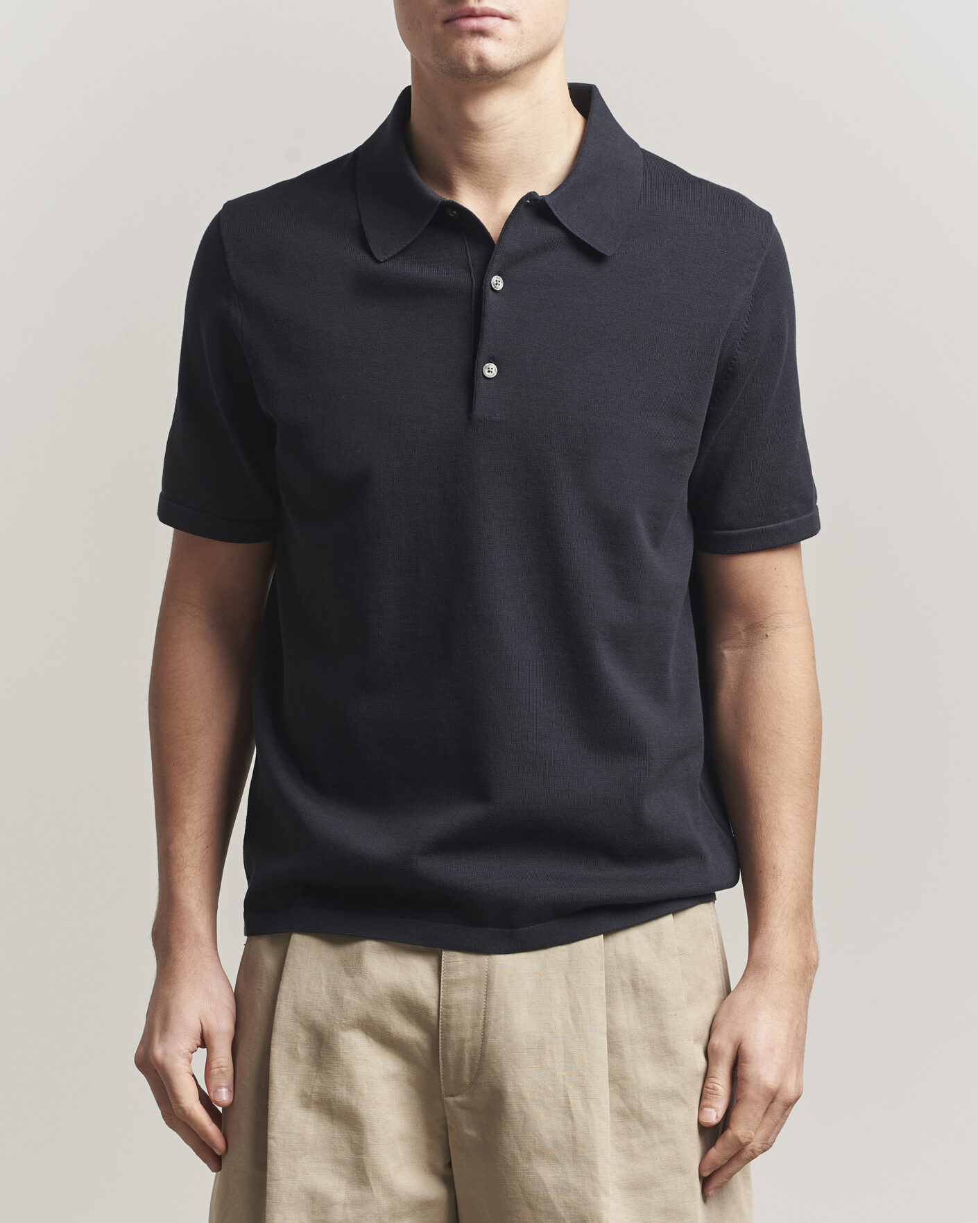 Mies | Pikeet | Tiger of Sweden | Erros Cotton Knitted Polo Light Ink