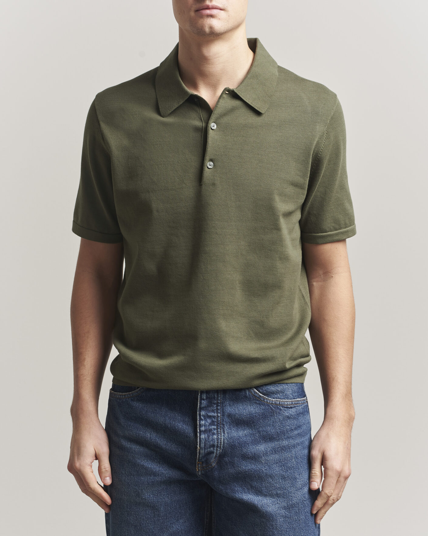 Mies | Pikeet | Tiger of Sweden | Erros Cotton Knitted Polo Kalamata Green